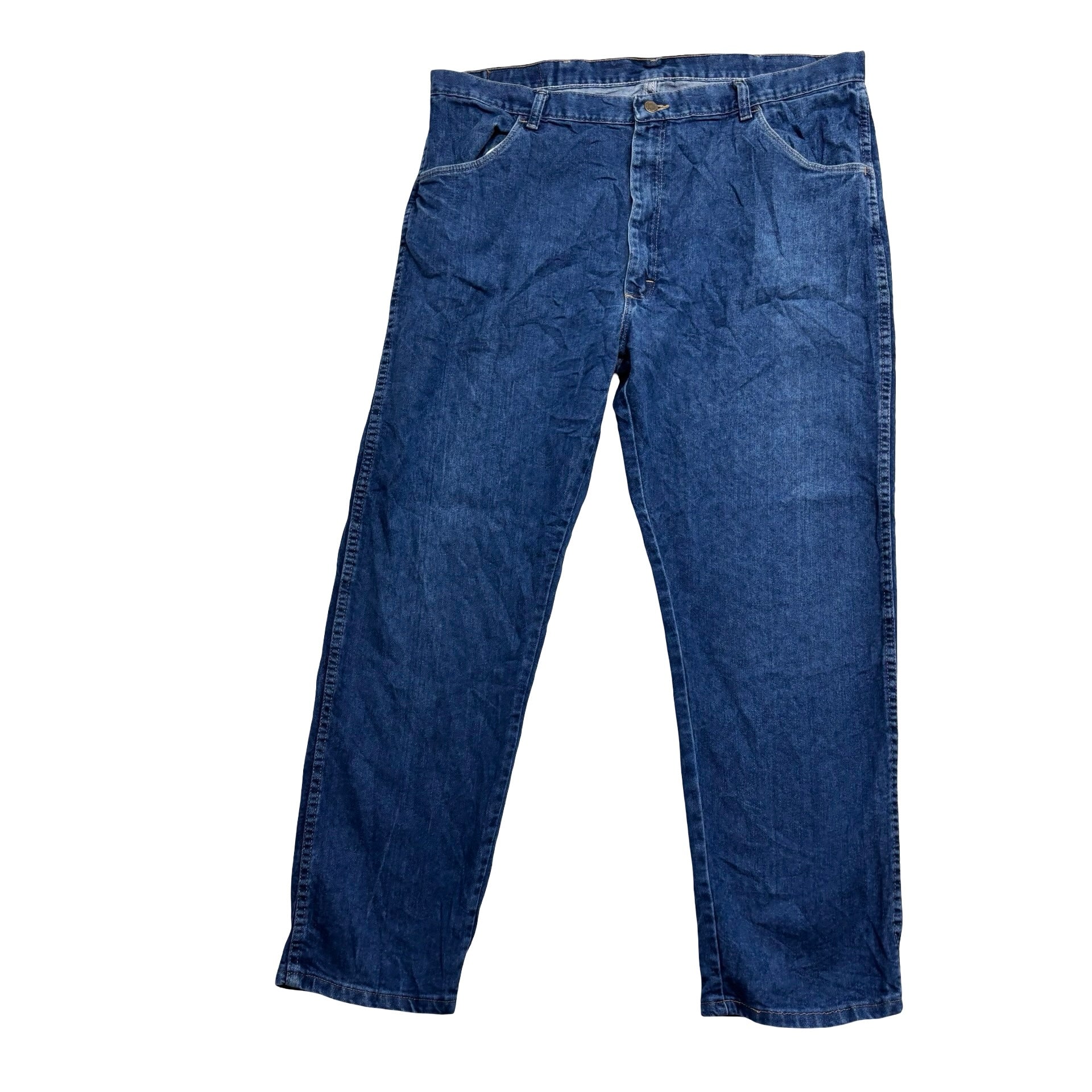 Wrangler Jeans W40 L30 Mens Dark Blue Regular Straight Fit Denim (E)