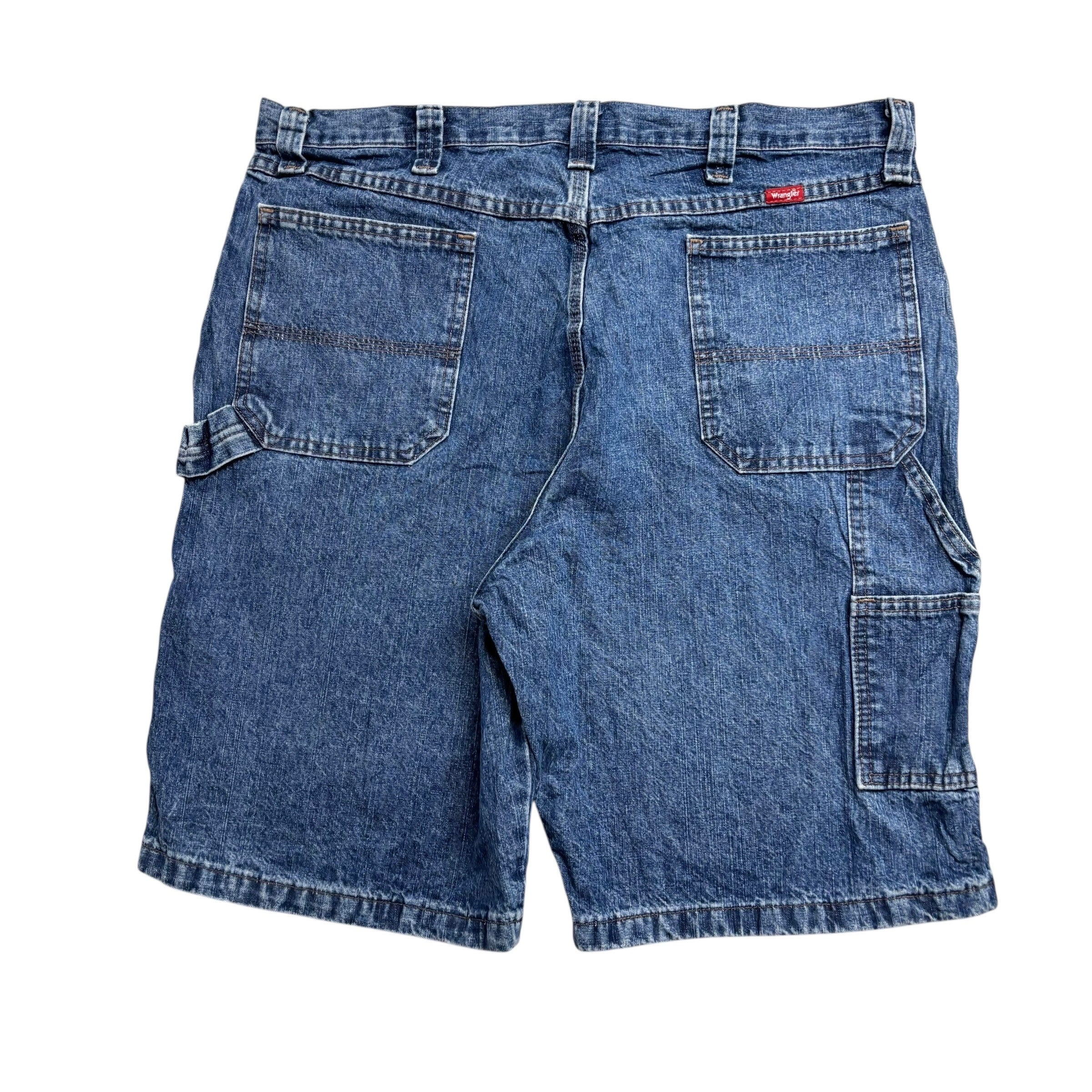 Wrangler Baggy Jorts W38 Mens Mid Blue Carpenter Denim Shorts Relaxed Fit (E)