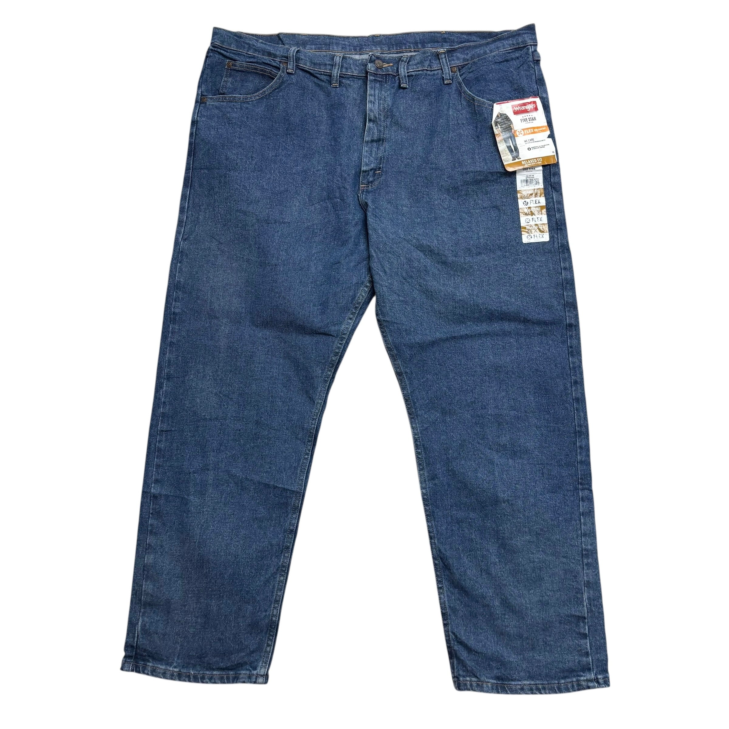 Wrangler Jeans W44 L30 Mens Mid Blue Relaxed Straight Fit Stretch Denim (E)