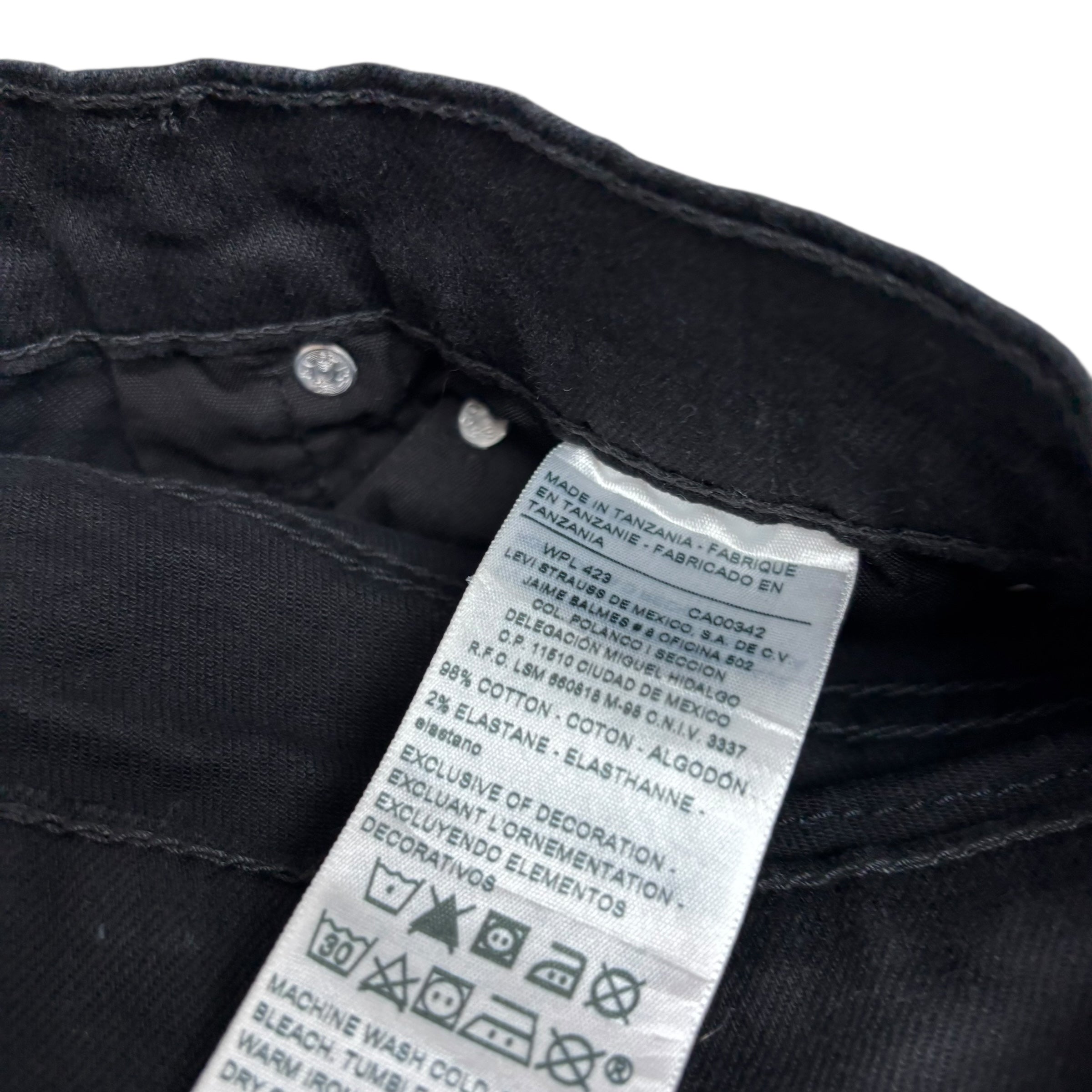 Levis Denizen Jeans W31 L29 Mens Black Skinny Fit Stretch Denim (E)