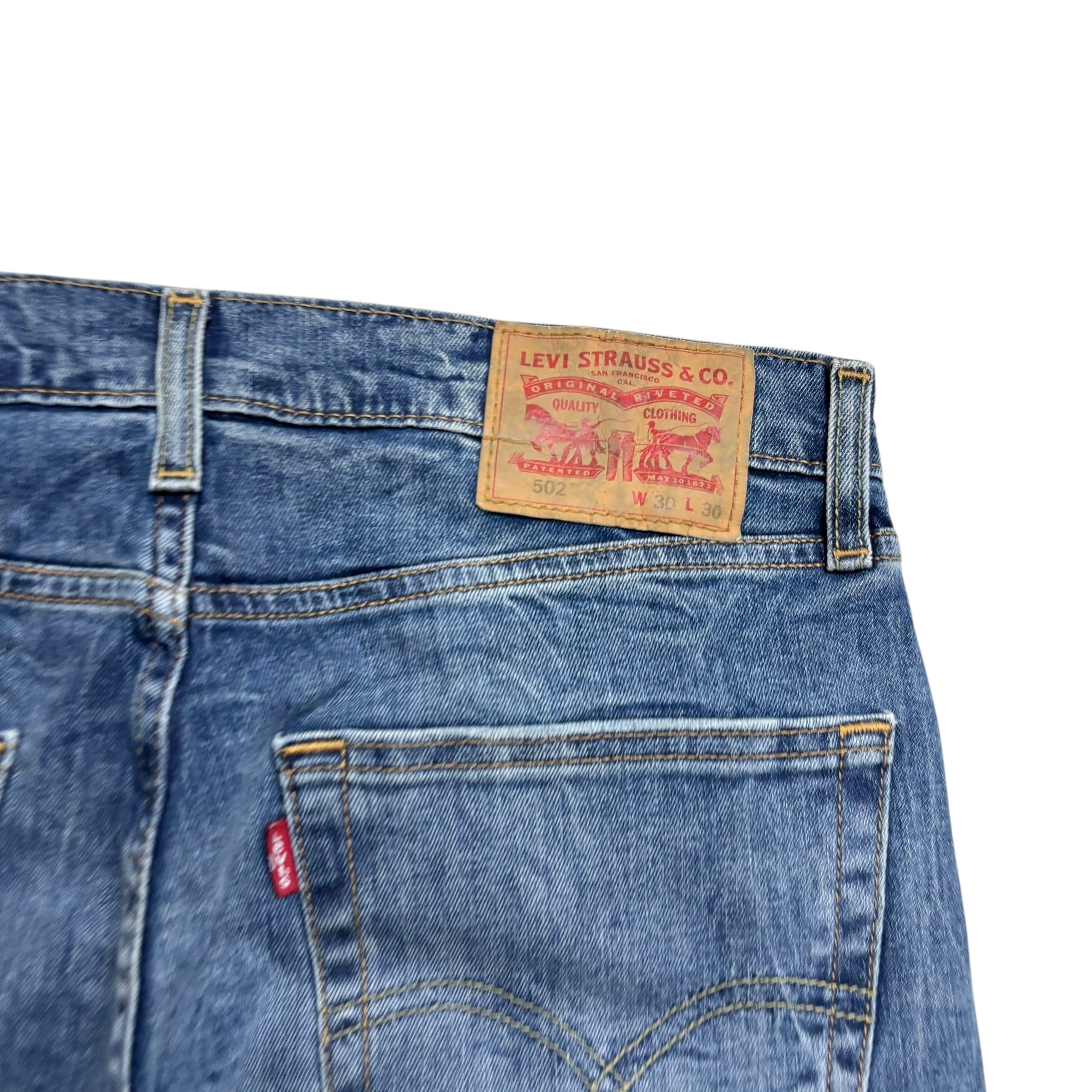Levis 502 Jeans W31 L27 Mens Mid Blue Regular Tapered Fit Stretch Denim (E)