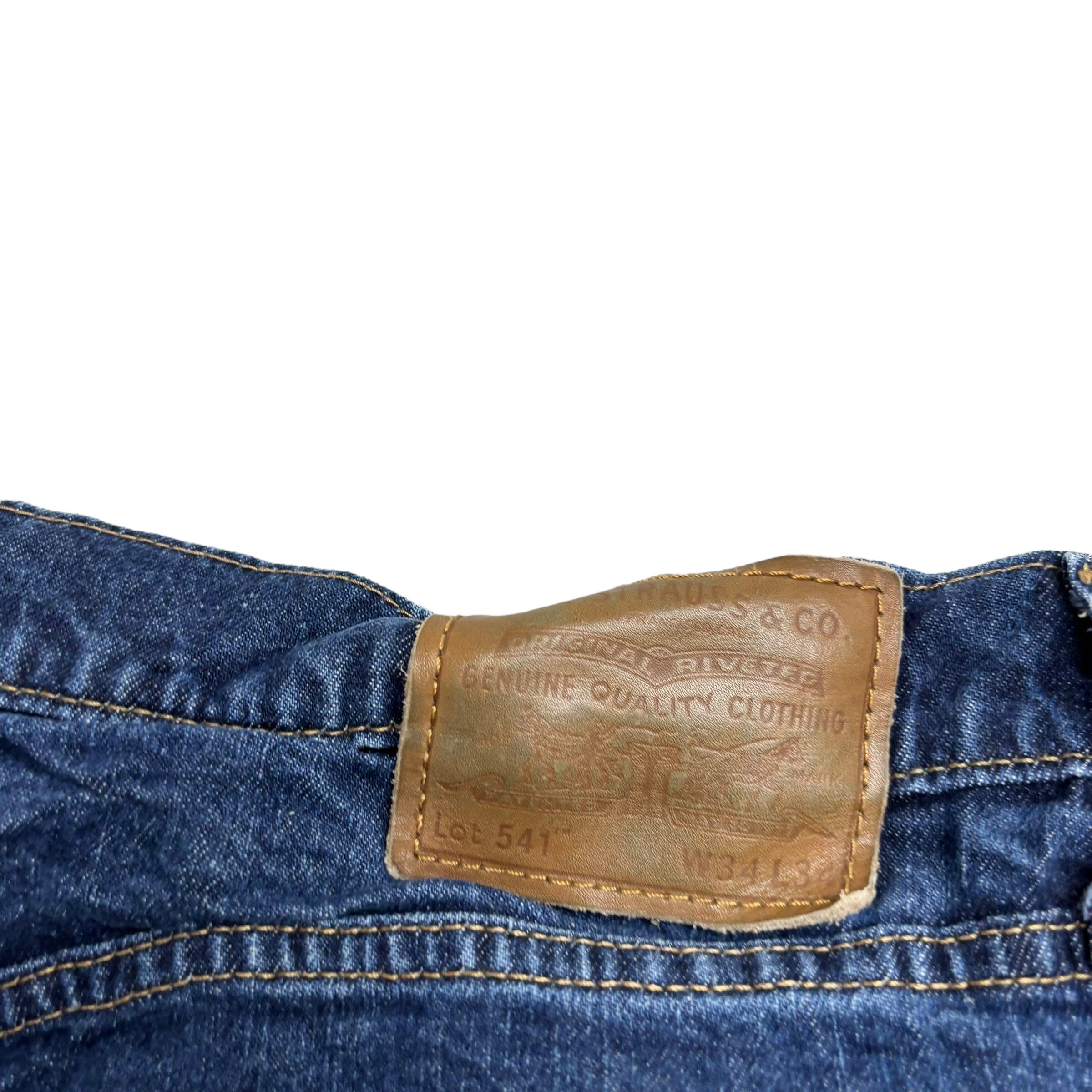 Levis 541 Jeans W34 L34 Mens Dark Blue Athletic Tapered Fit Stretch Denim (E)