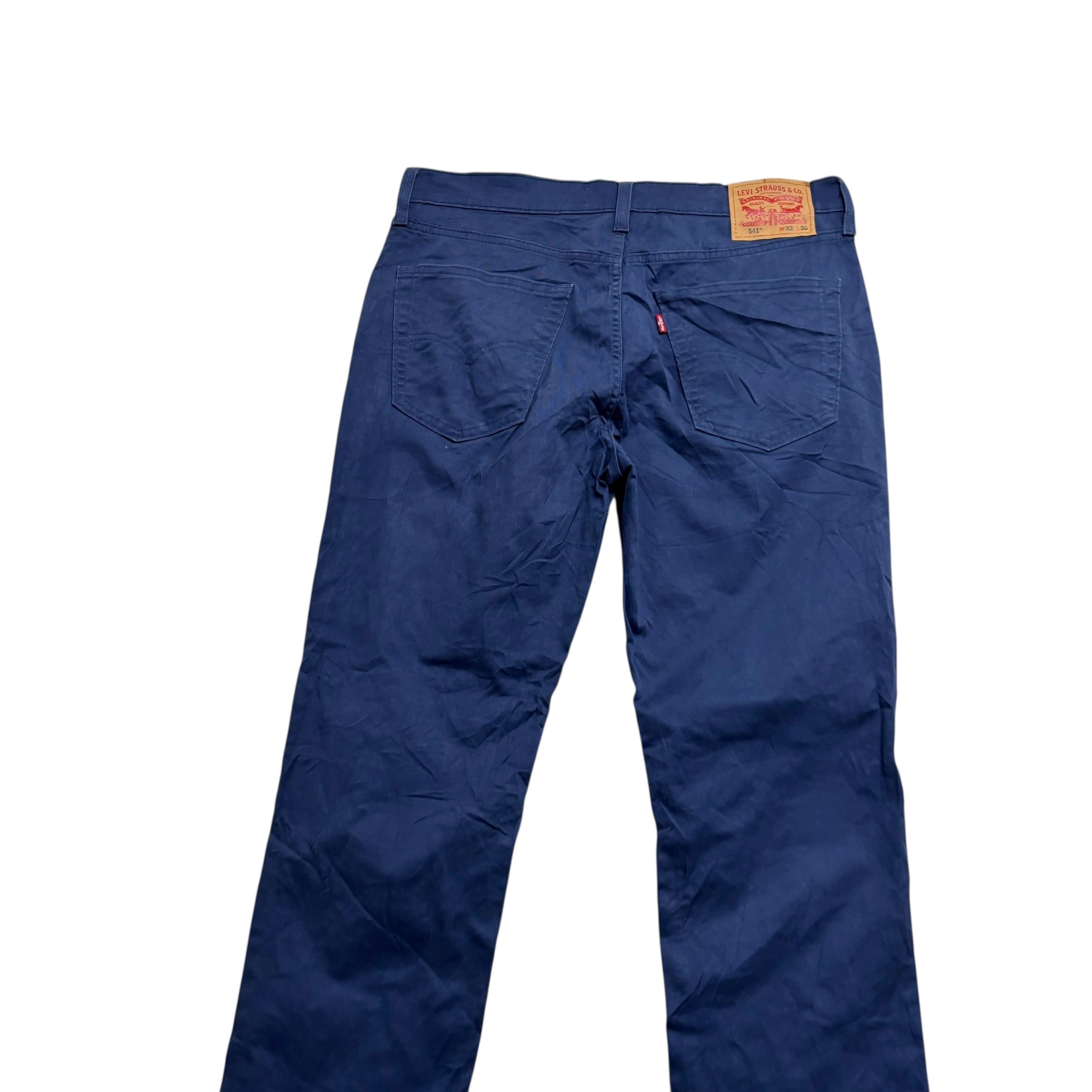 Levis 541 Jeans W33 L30 Mens Navy Blue Athletic Tapered Fit Stretch Pants (E)