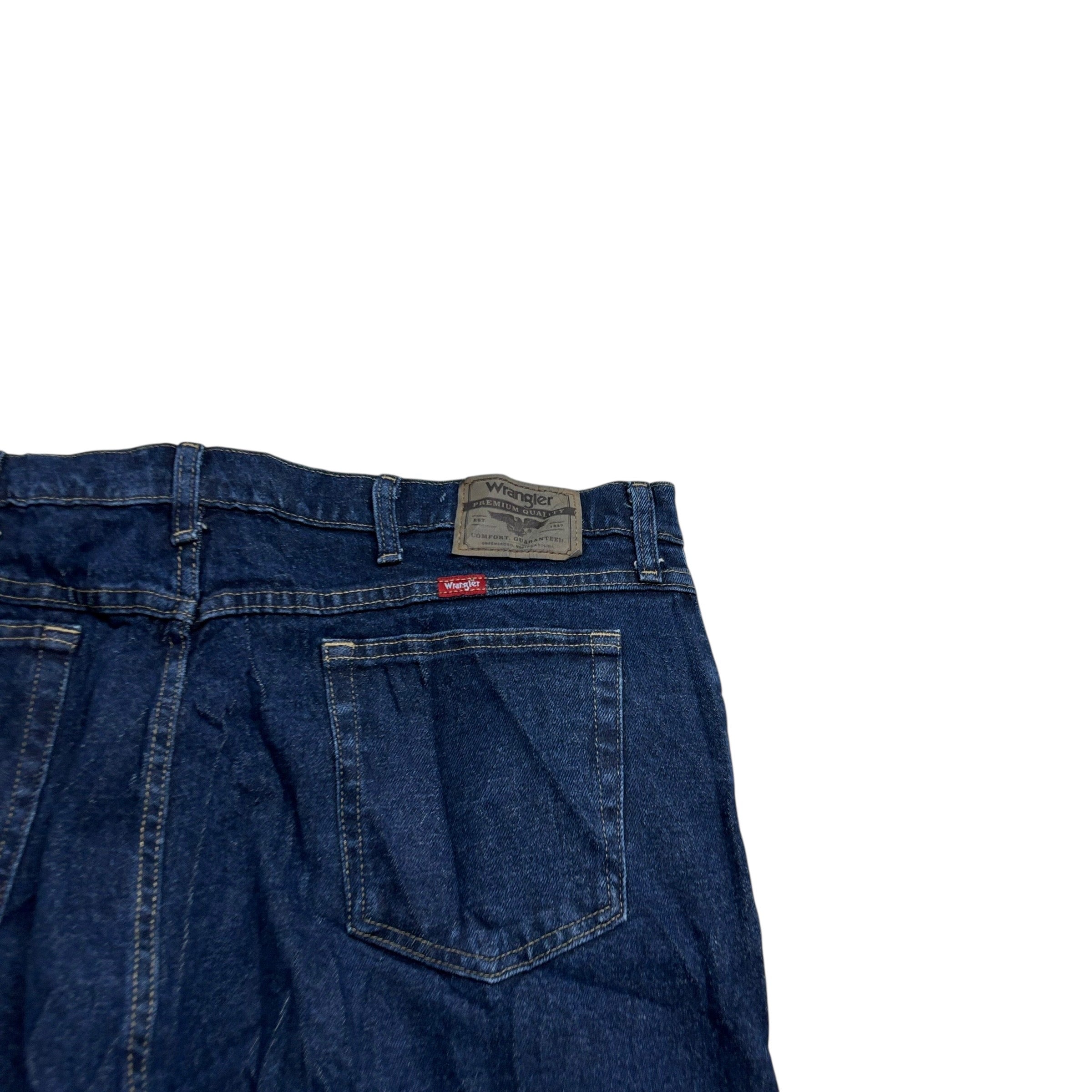 Wrangler Jeans W42 L30 Mens Dark Blue Regular Straight Fit Stretch Denim (E)