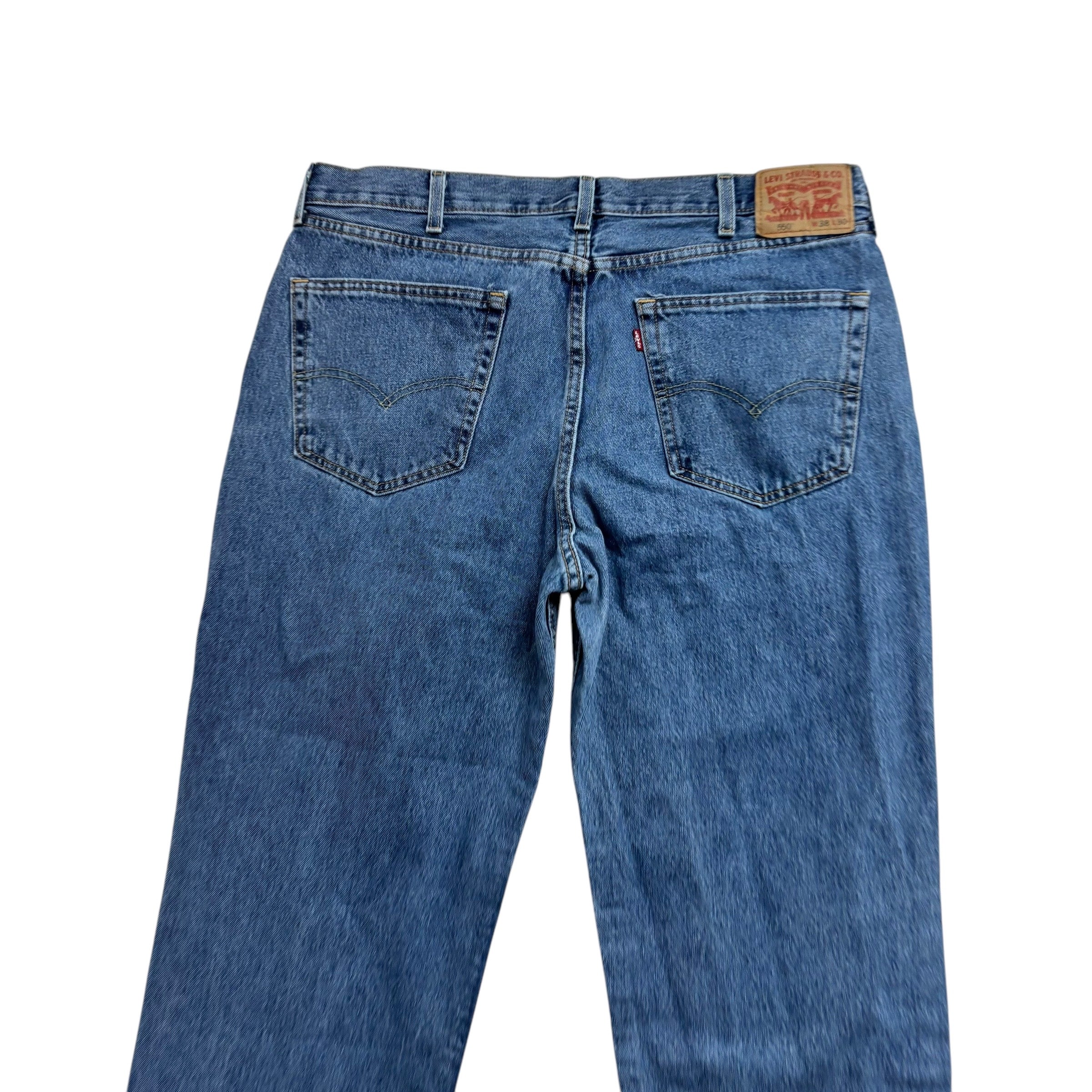 Levis 550 Jeans W38 L30 Mens Mid Blue Relaxed Straight Baggy Fit Denim (E)