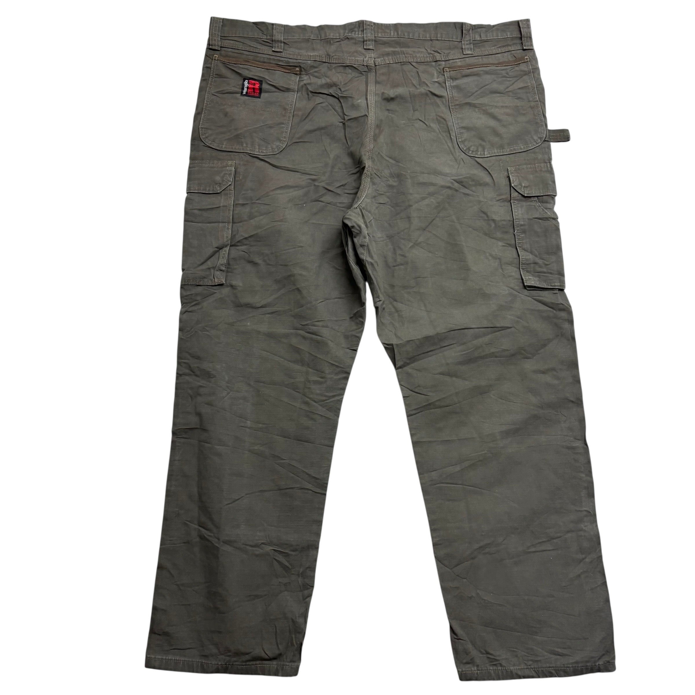 Wrangler Carpenter Pants W48 L32 Mens Green Relaxed Straight Fit Trousers (E)