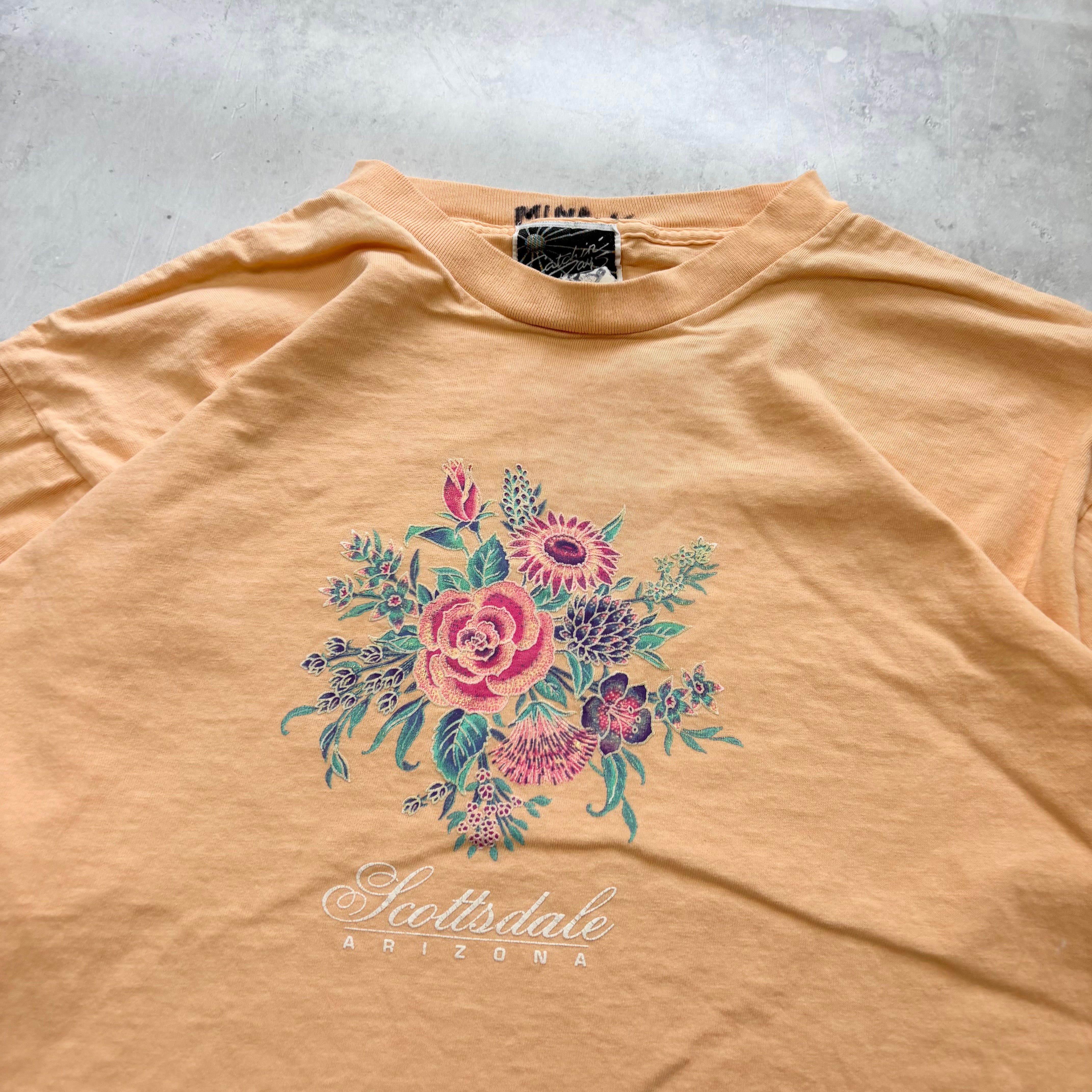 Vintage T Shirt Mens Large Peach Single Stitch Graphic Print 90s Tourist (E)