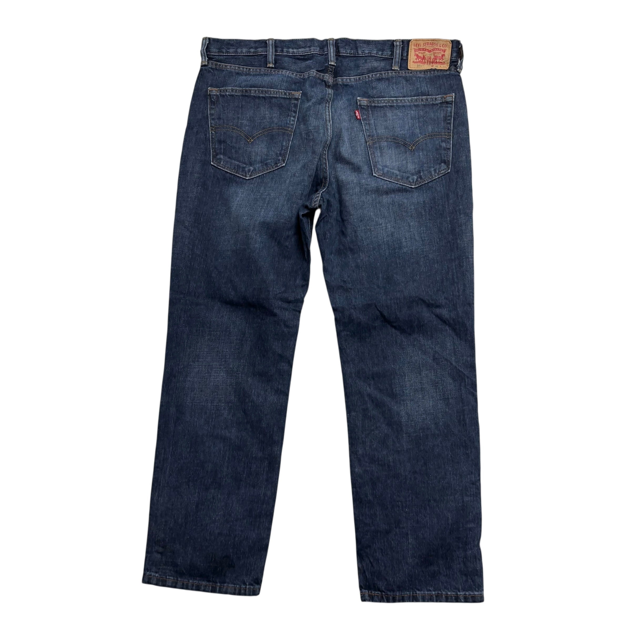 Levis 541 Jeans W38 L30 Mens Dark Blue Athletic Tapered Fit Denim (E)