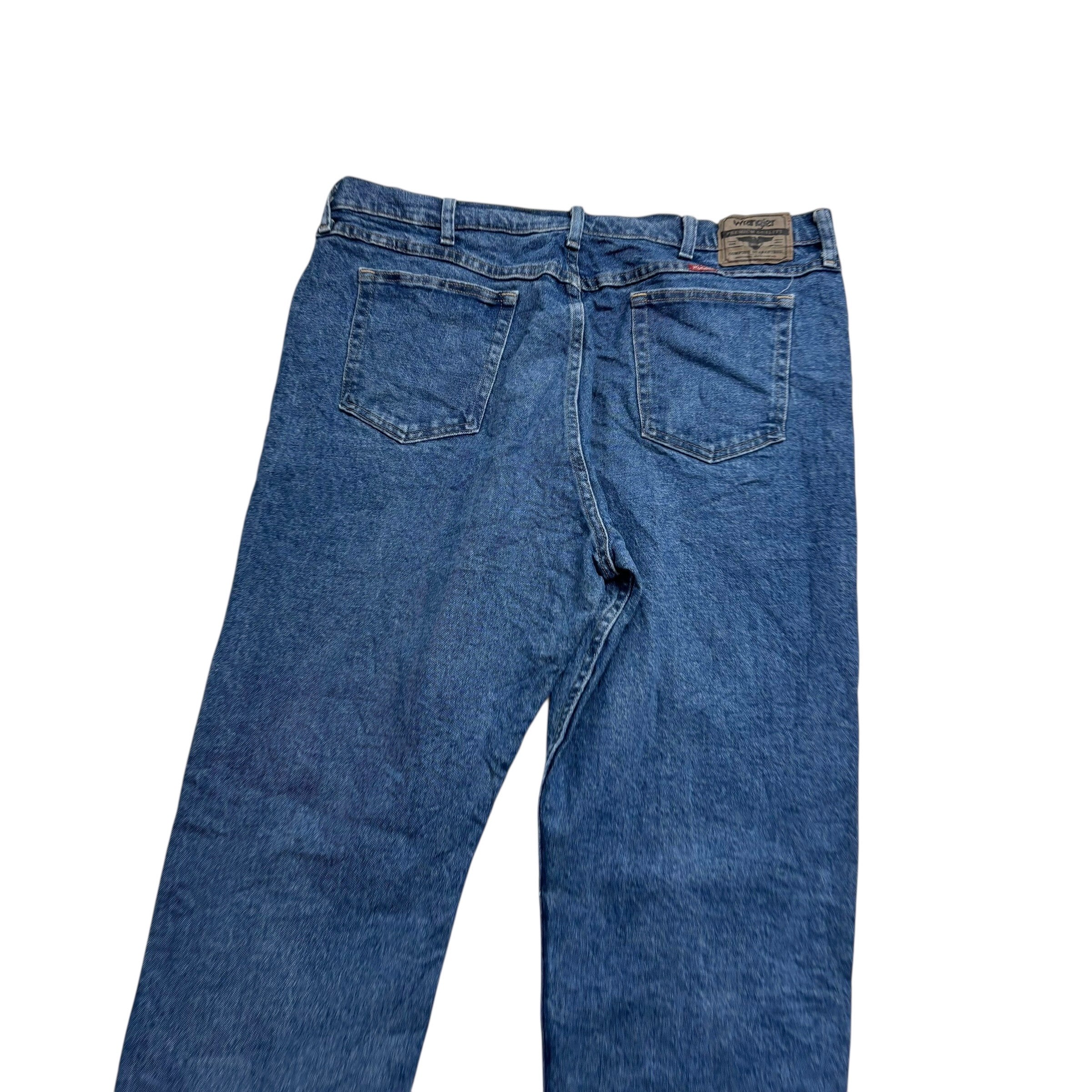 Wrangler Jeans W40 L30 Mens Mid Blue Relaxed Straight Fit Stretch Denim (E)