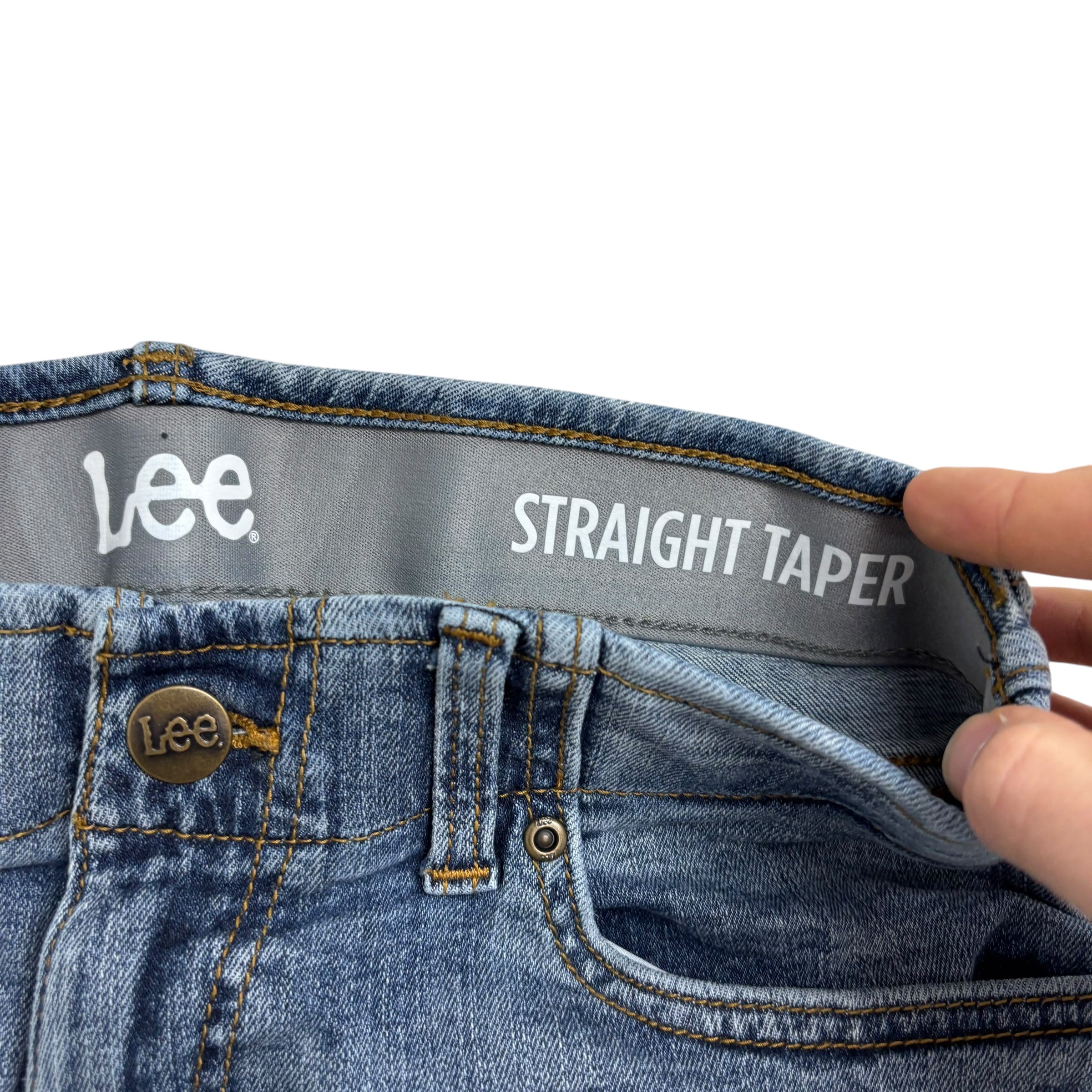 Lee Jeans W30 L32 Mens Mid Blue Regular Tapered Fit Stretch Denim (E)