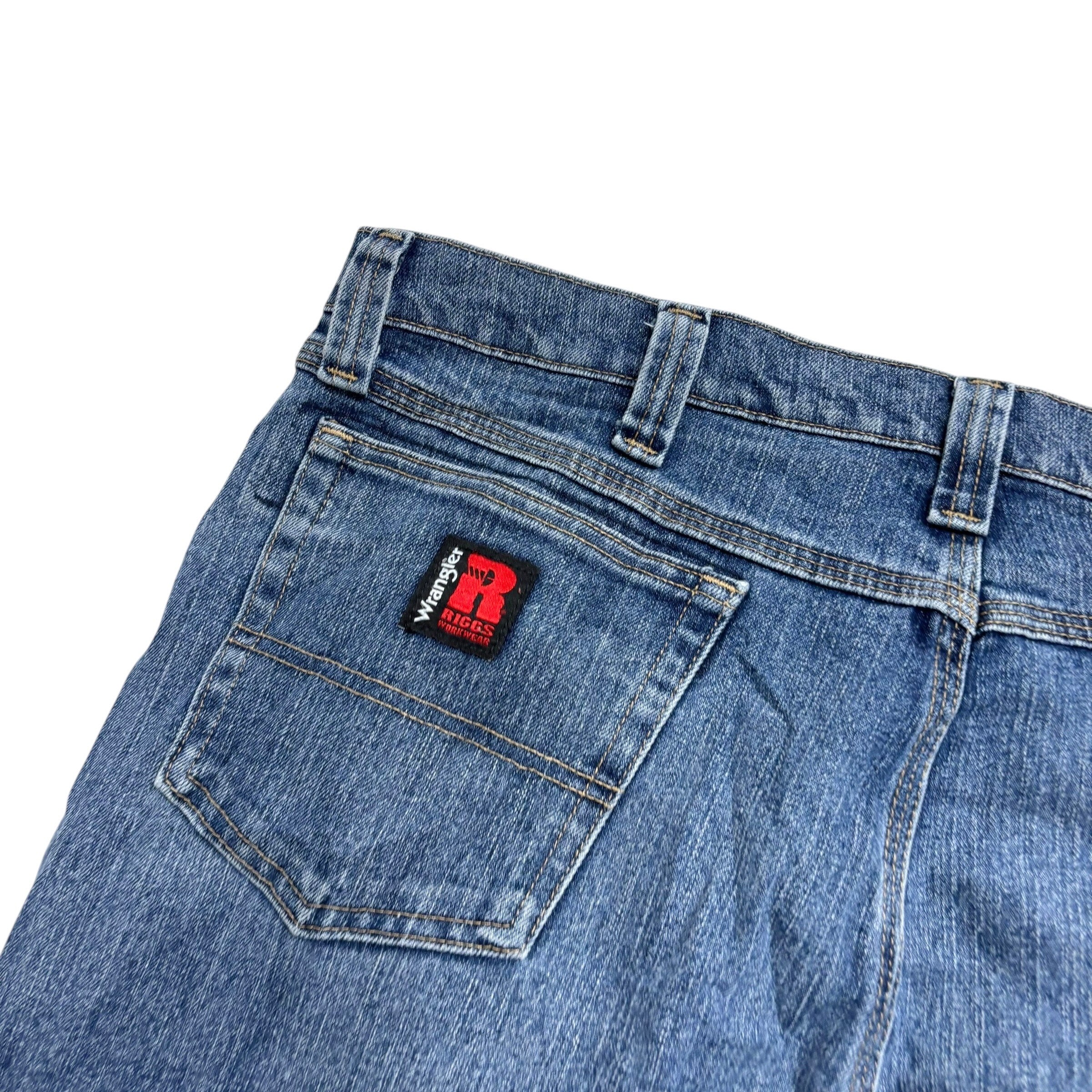 Wrangler Jeans W38 L36 Mens Mid Blue Regular Straight Fit Stretch Denim (E)