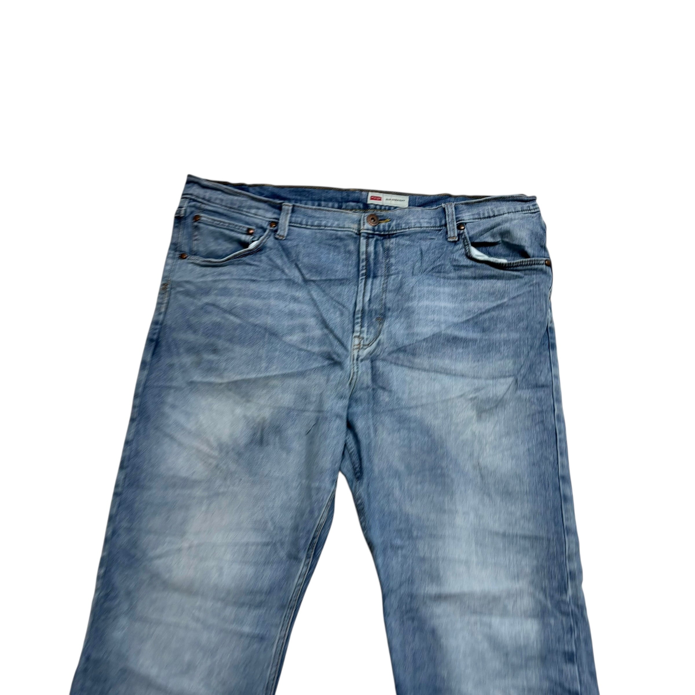 Wrangler Jeans W40 L30 Mens Light Blue Slim Straight Fit Stretch Denim