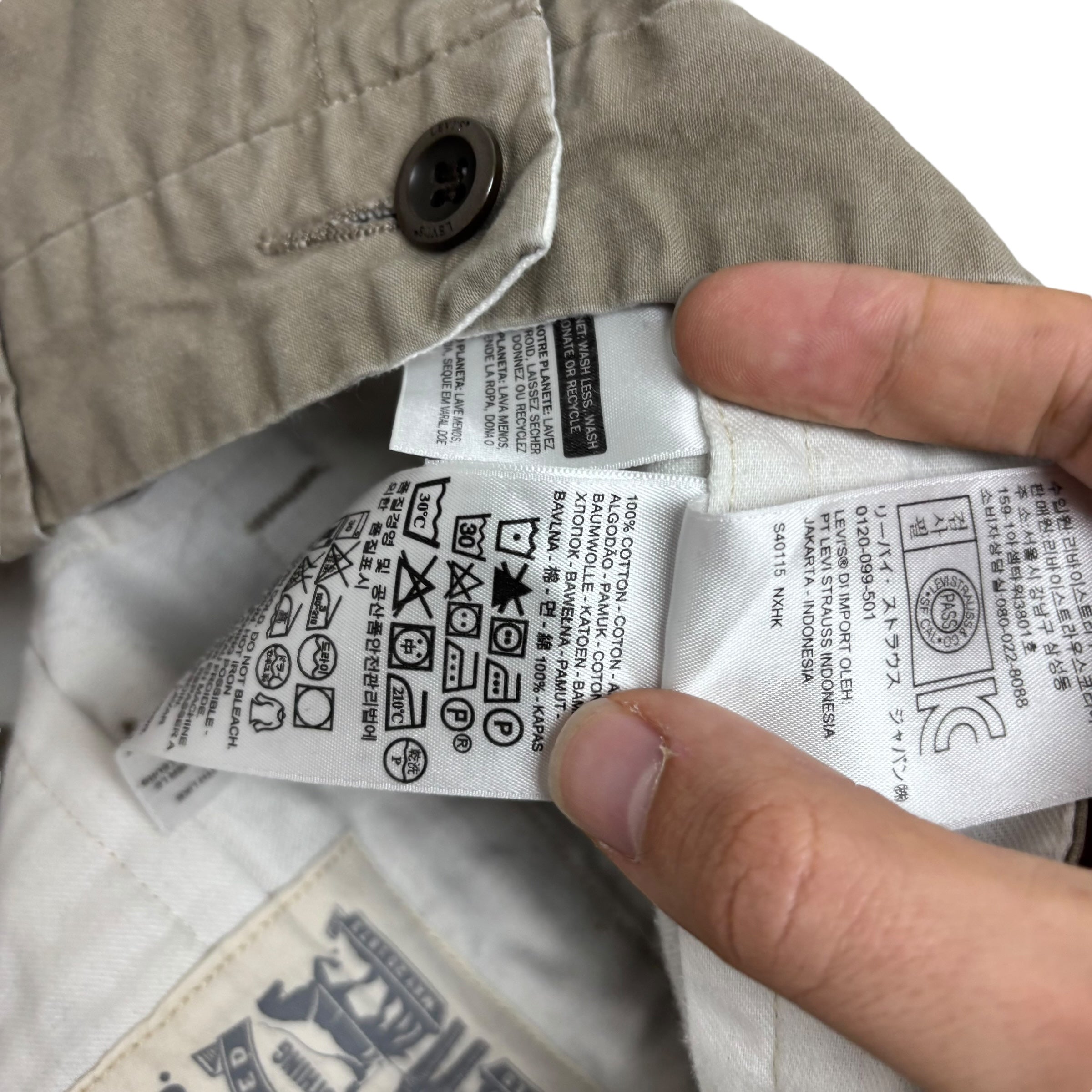 Levis Chino Trousers W31 L32 Mens Beige Regular Tapered Fit Pants (E)