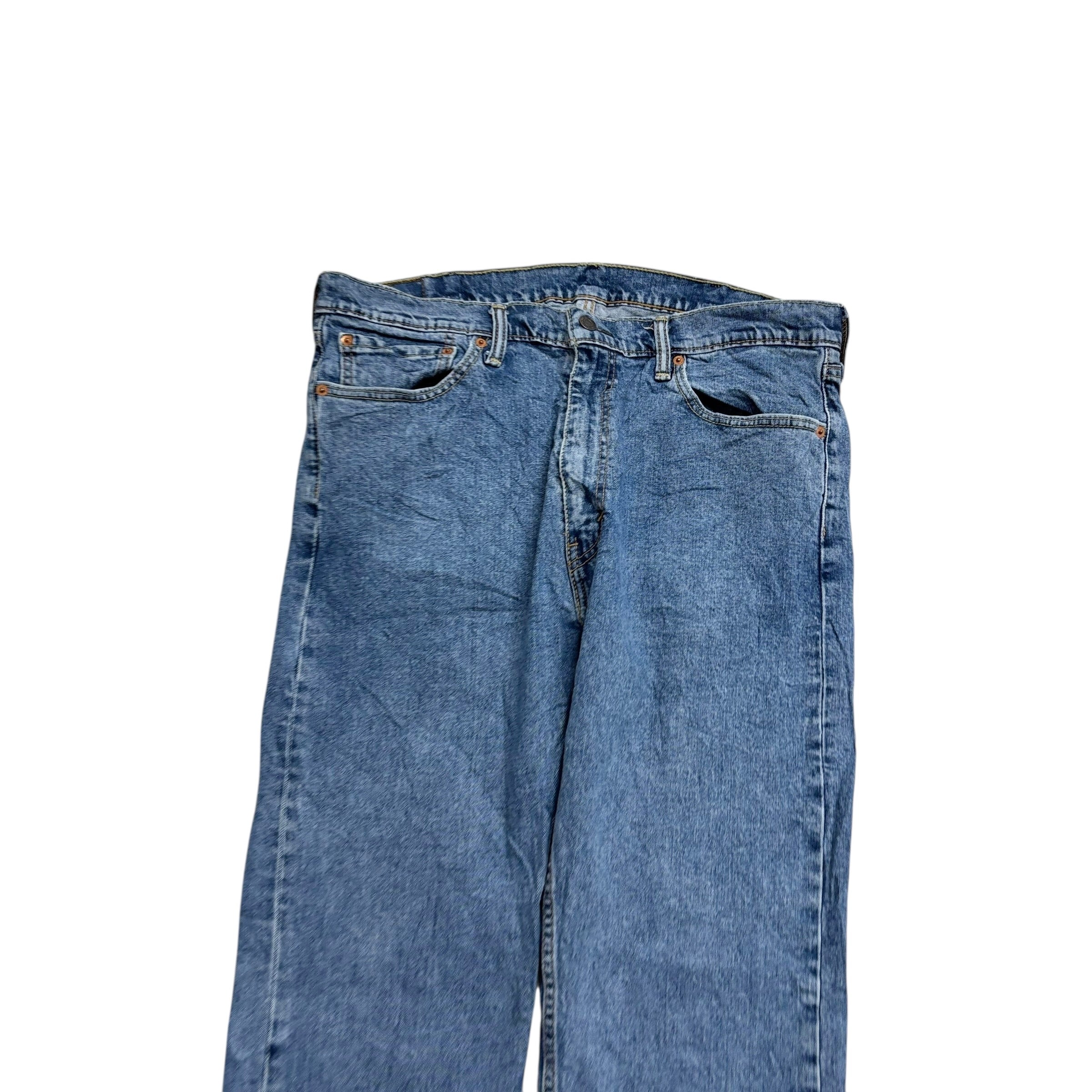 Levis 505 Jeans W36 L30 Mens Mid Blue Regular Straight Fit Stretch Denim (E)