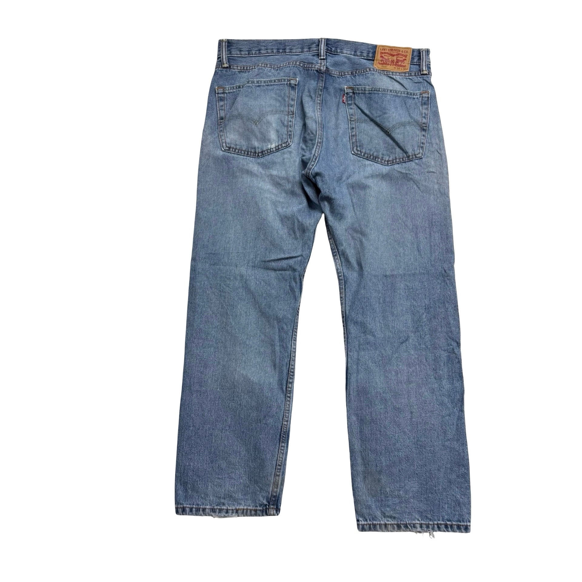 Levis 505 Jeans W36 L30 Mens Light Blue Regular Straight Fit Denim