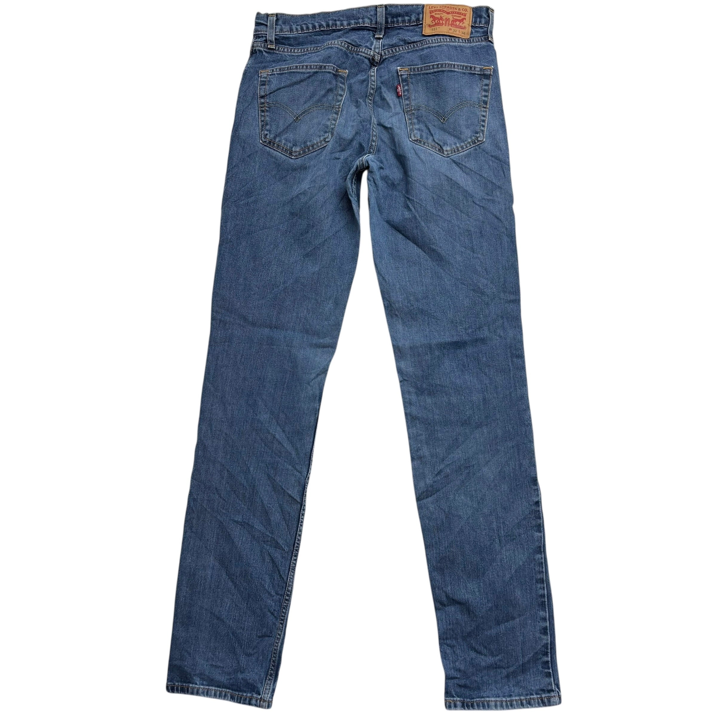 Levis 511 Jeans W29 L32 Mens Mid Blue Slim Fit Stretch Denim (E)