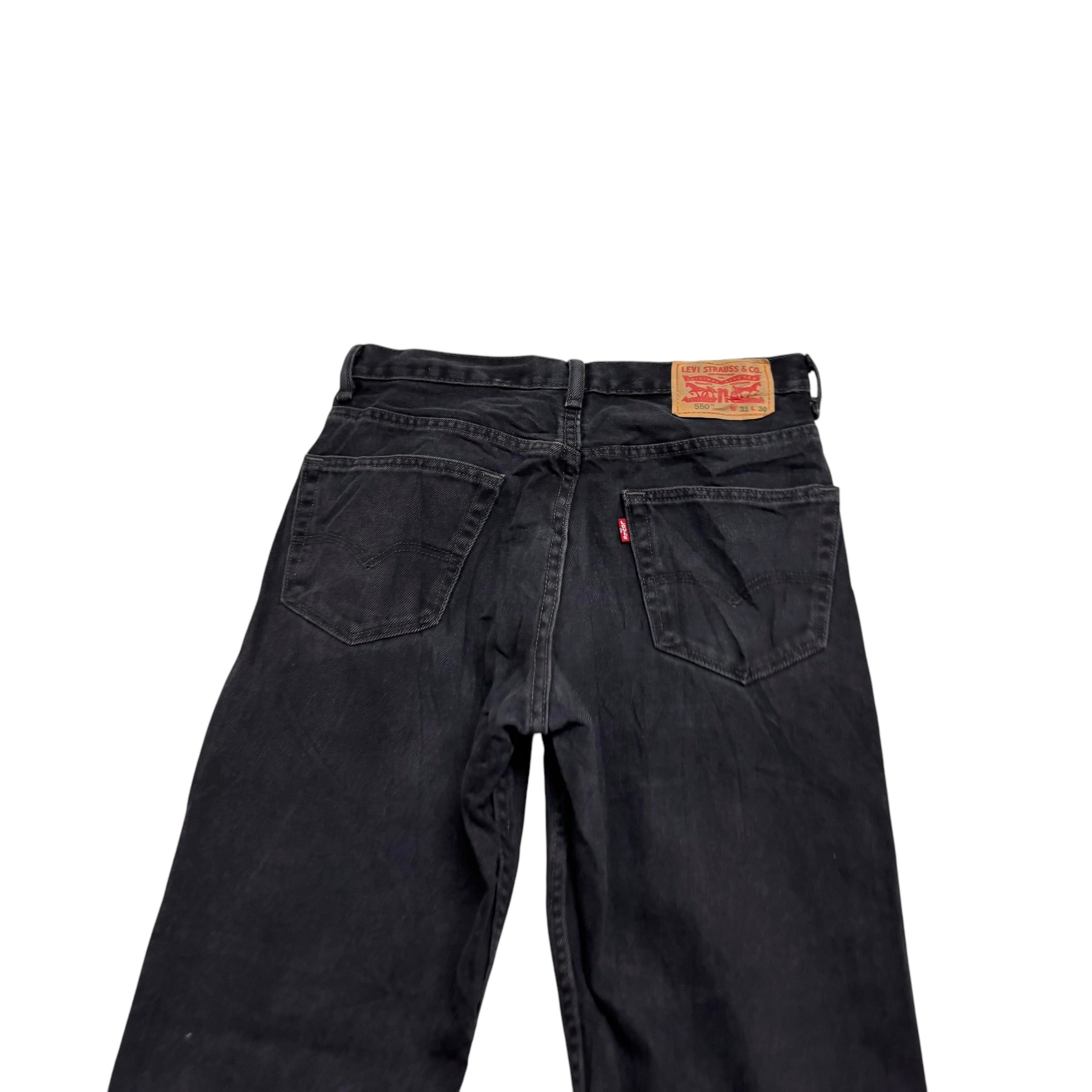 Levis 550 Jeans W31 L30 Mens Black Relaxed Straight Fit Denim (E)
