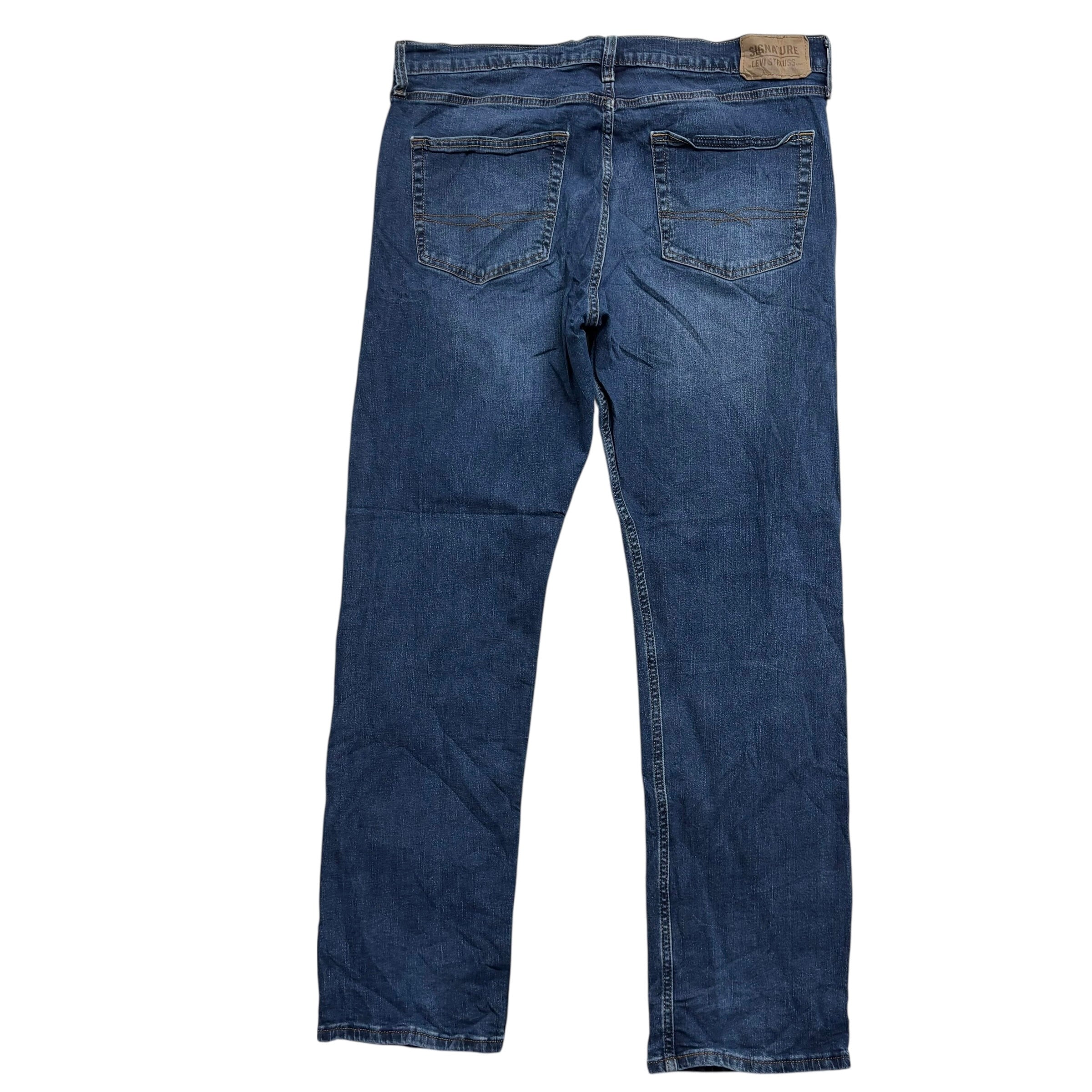 Levis Signature Jeans W36 L32 Mens Dark Blue Regular Straight Stretch Denim (E)