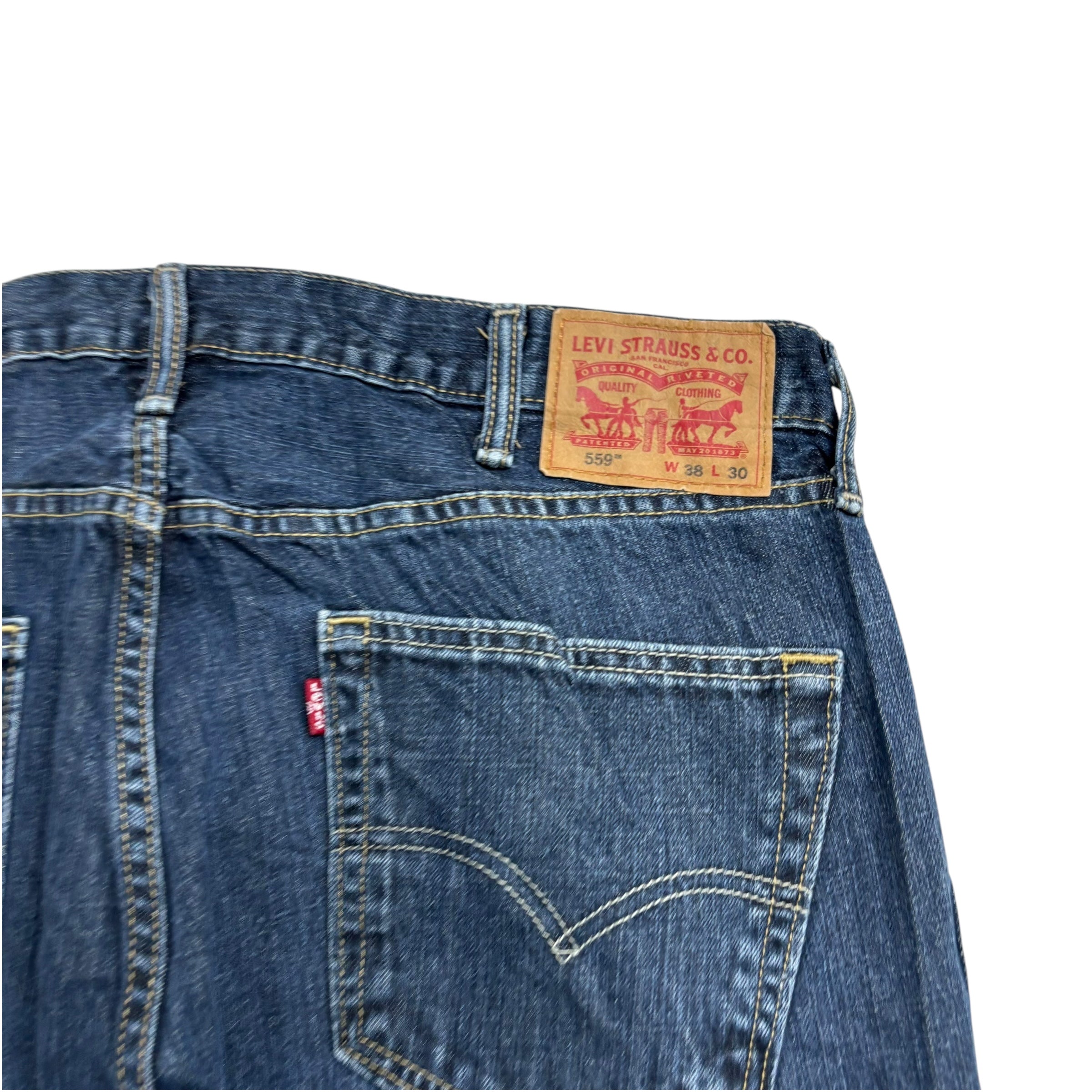 Levis 559 Jeans W38 L30 Mens Dark Blue Baggy Relaxed Straight Fit Denim (E)