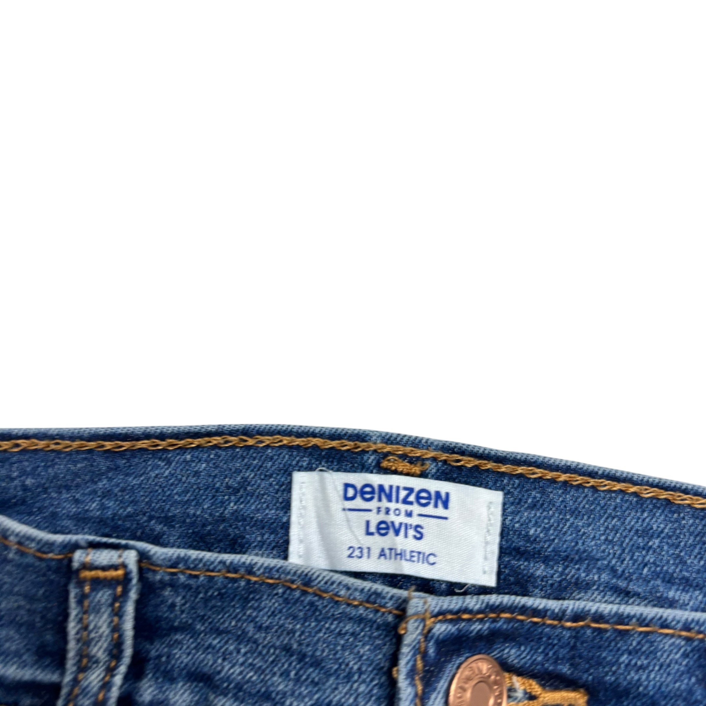 Levis Denizen Jeans W34 L30 Mens Mid Blue Athletic Tapered Stretch Denim (E)