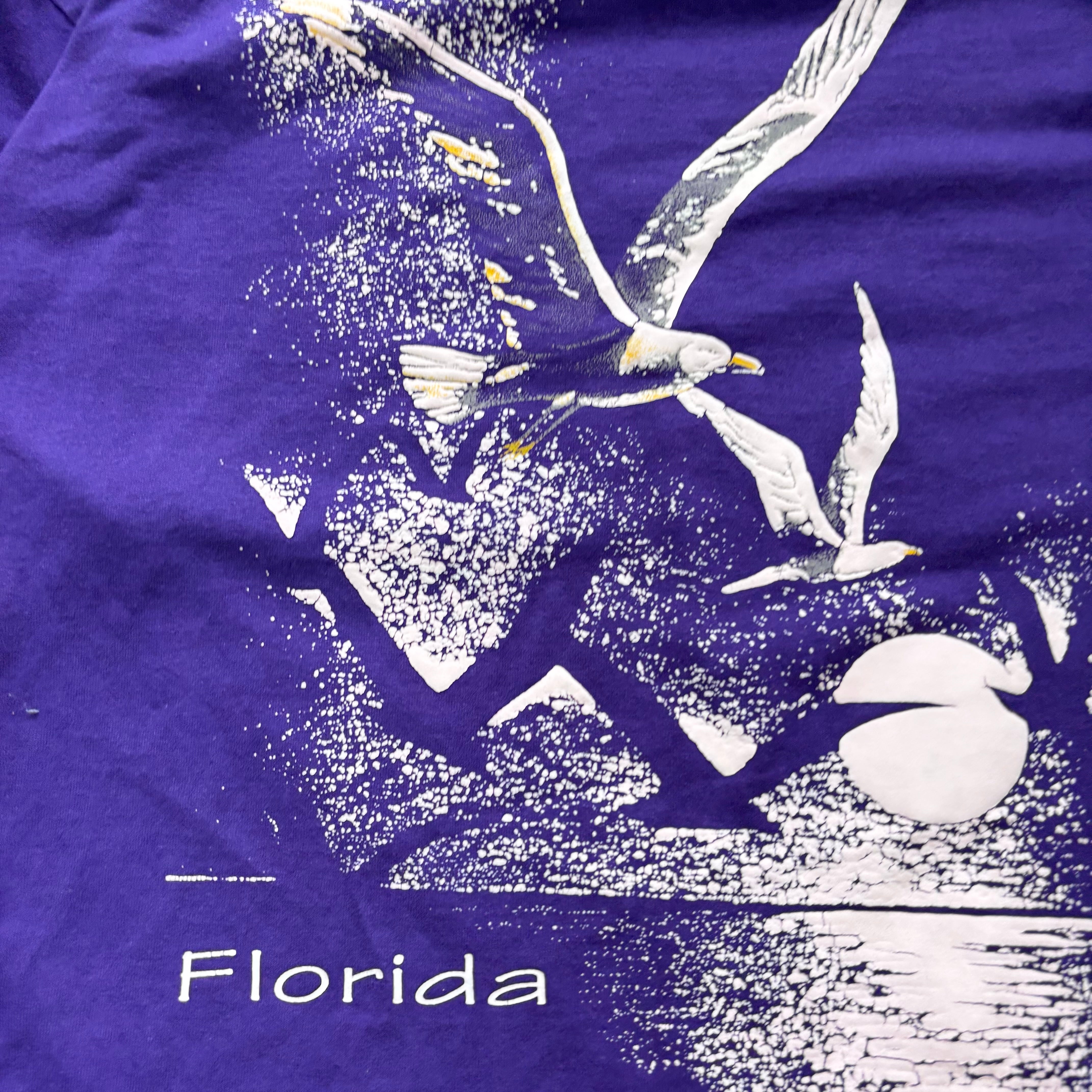 Vintage T Shirt Mens XL Purple Single Stitch Graphic Print 90s Nature USA (E)