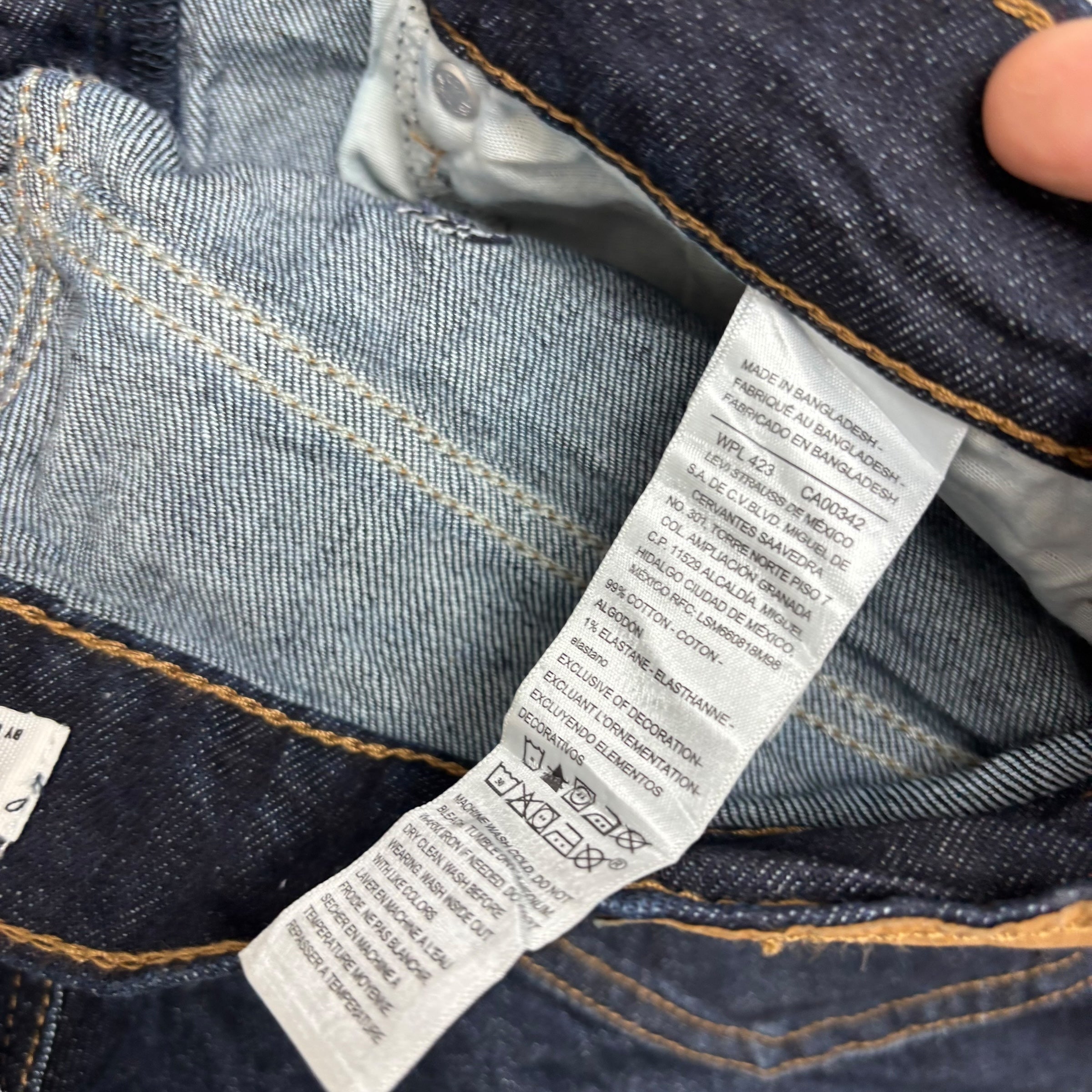 Levis Signature Jeans W32 L32 Mens Dark Blue Regular Straight Stretch Denim (E)