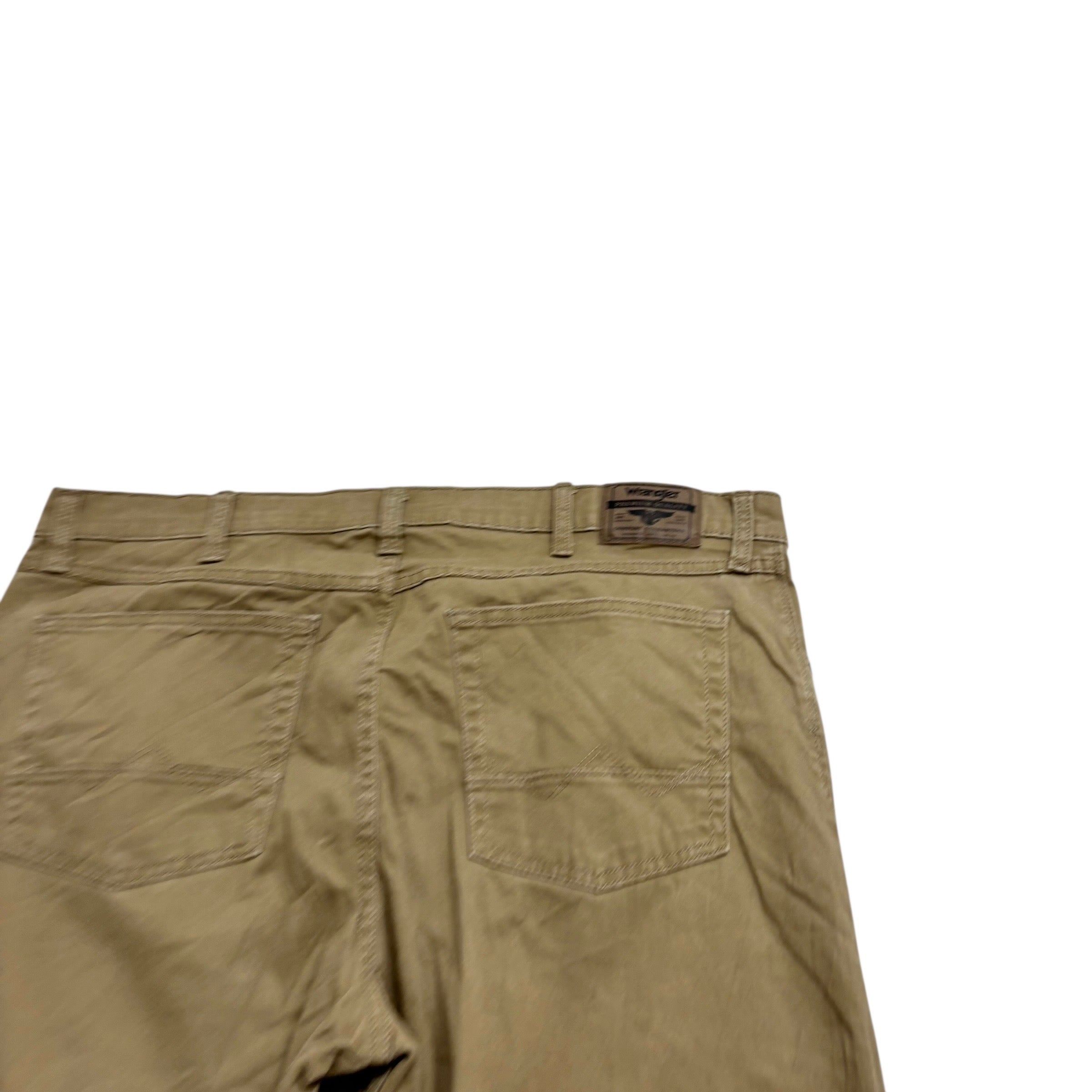 Wrangler Trousers W38 L30 Mens Tan Brown Regular Straight Fit Stretch Pants (E)