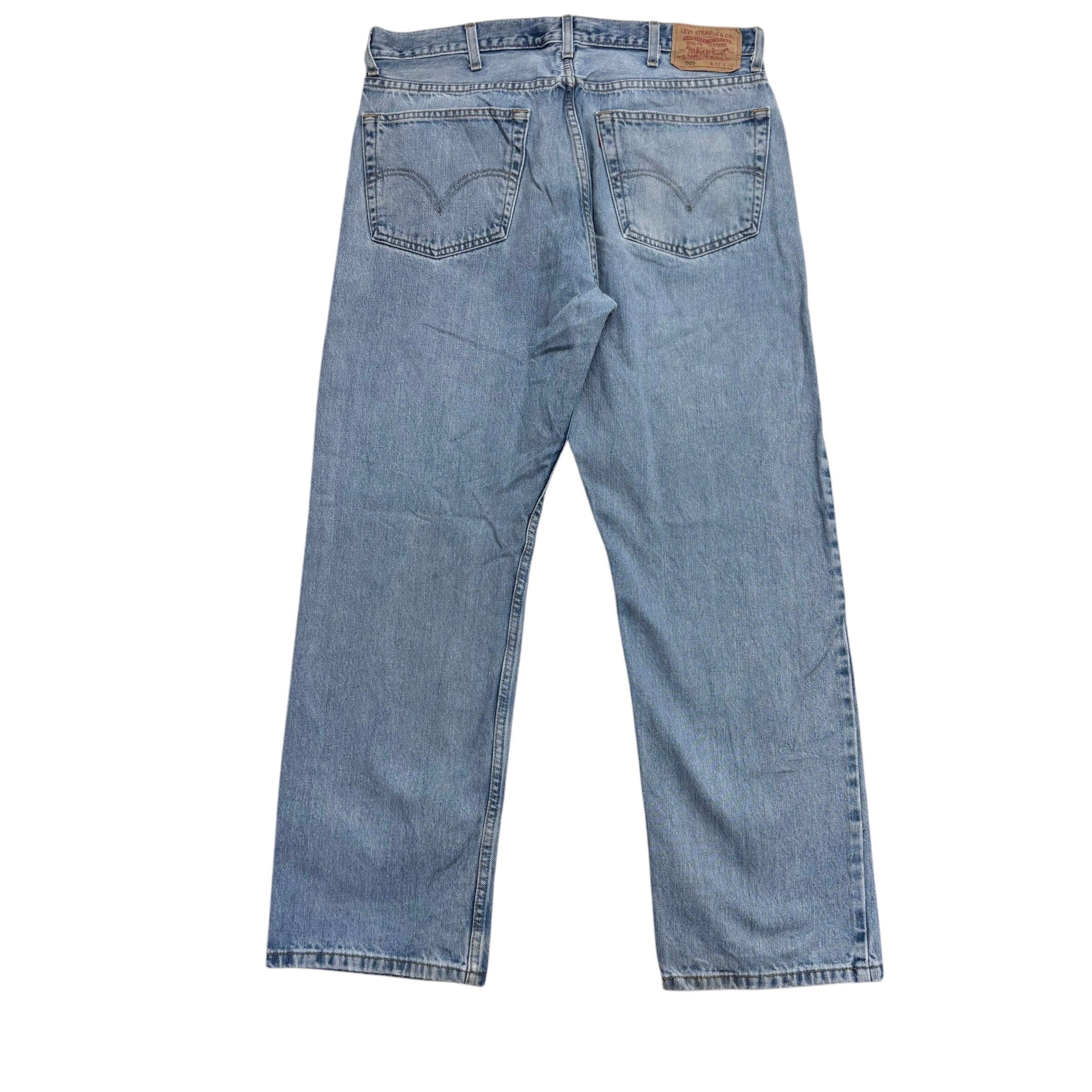 Levis 505 Jeans W36 L30 Mens Light Blue Regular Straight Fit Vintage Denim (F)