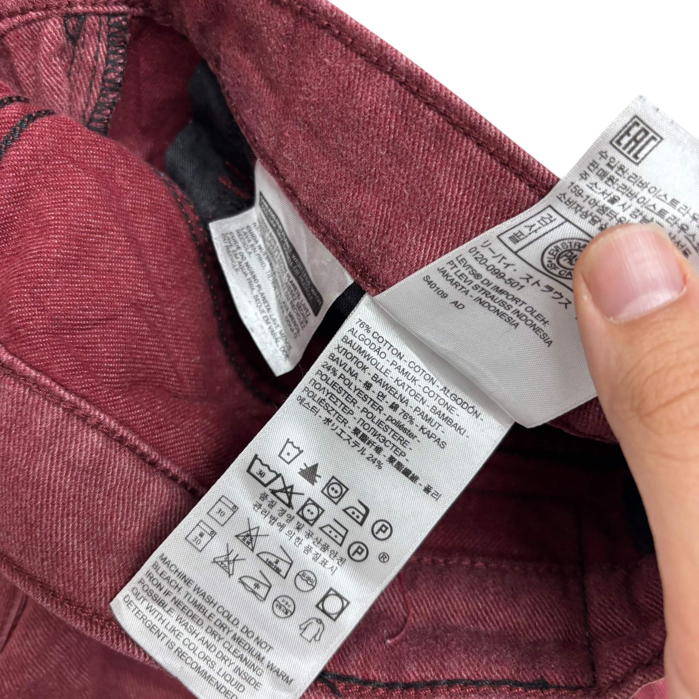 Levis 541 Trousers W31 L29 Mens Red Athletic Tapered Fit Stretch Pants