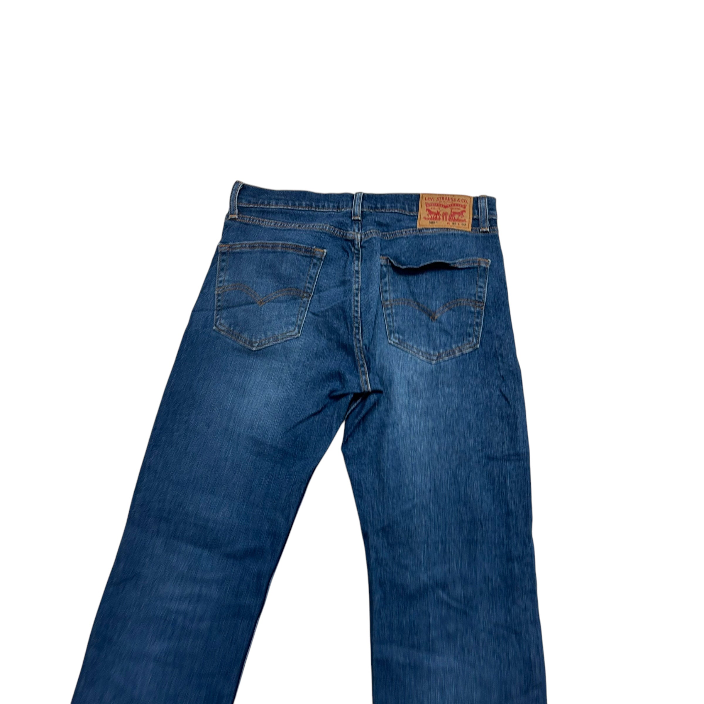 Levis 505 Jeans W32 L30 Mens Mid Blue Regular Straight Fit Stretch Denim (E)