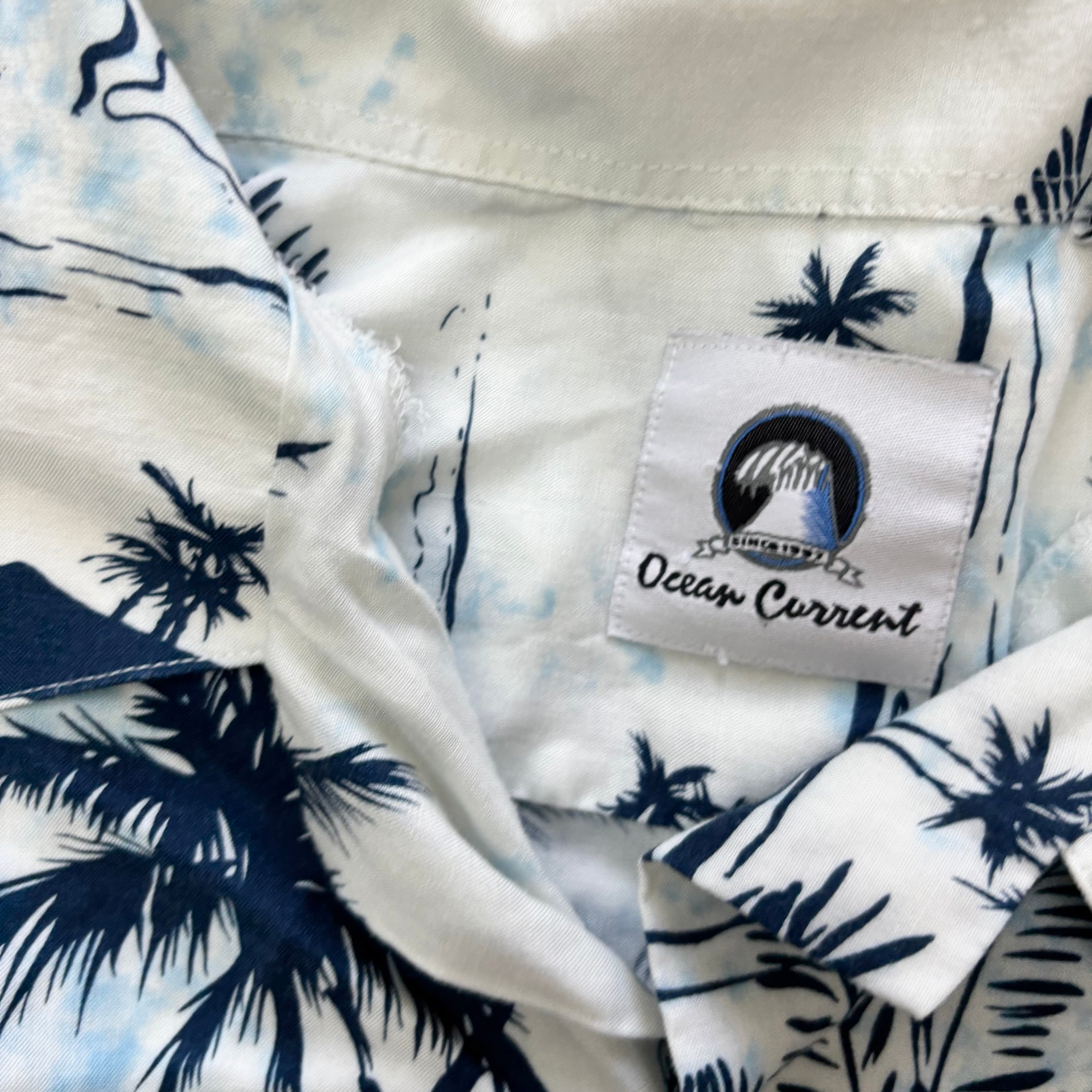 Hawaiian Shirt Mens Large White Floral Aloha Short Sleeve Rayon