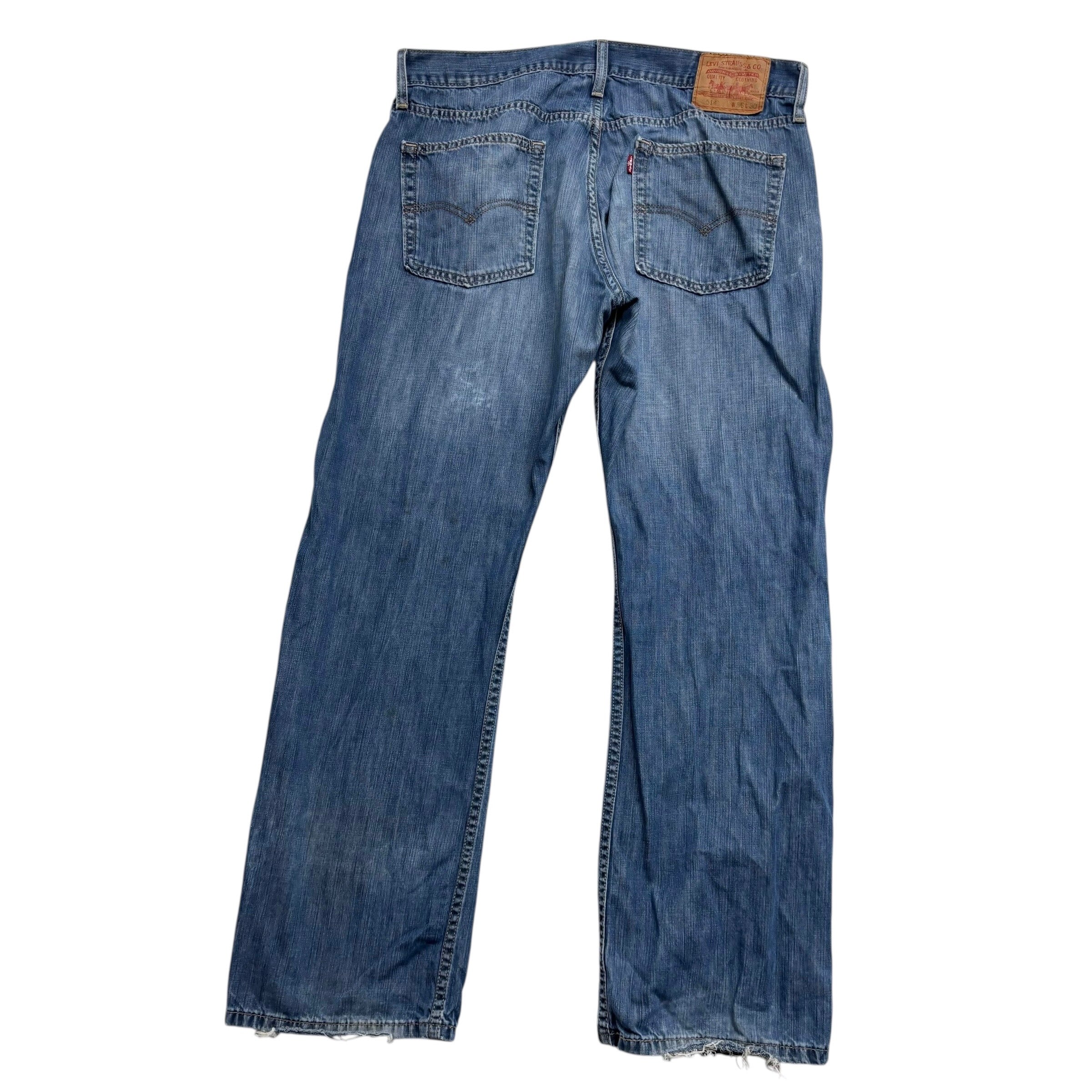 Levis 514 Jeans W36 L30 Mens Mid Blue Regular Straight Fit Denim (F)