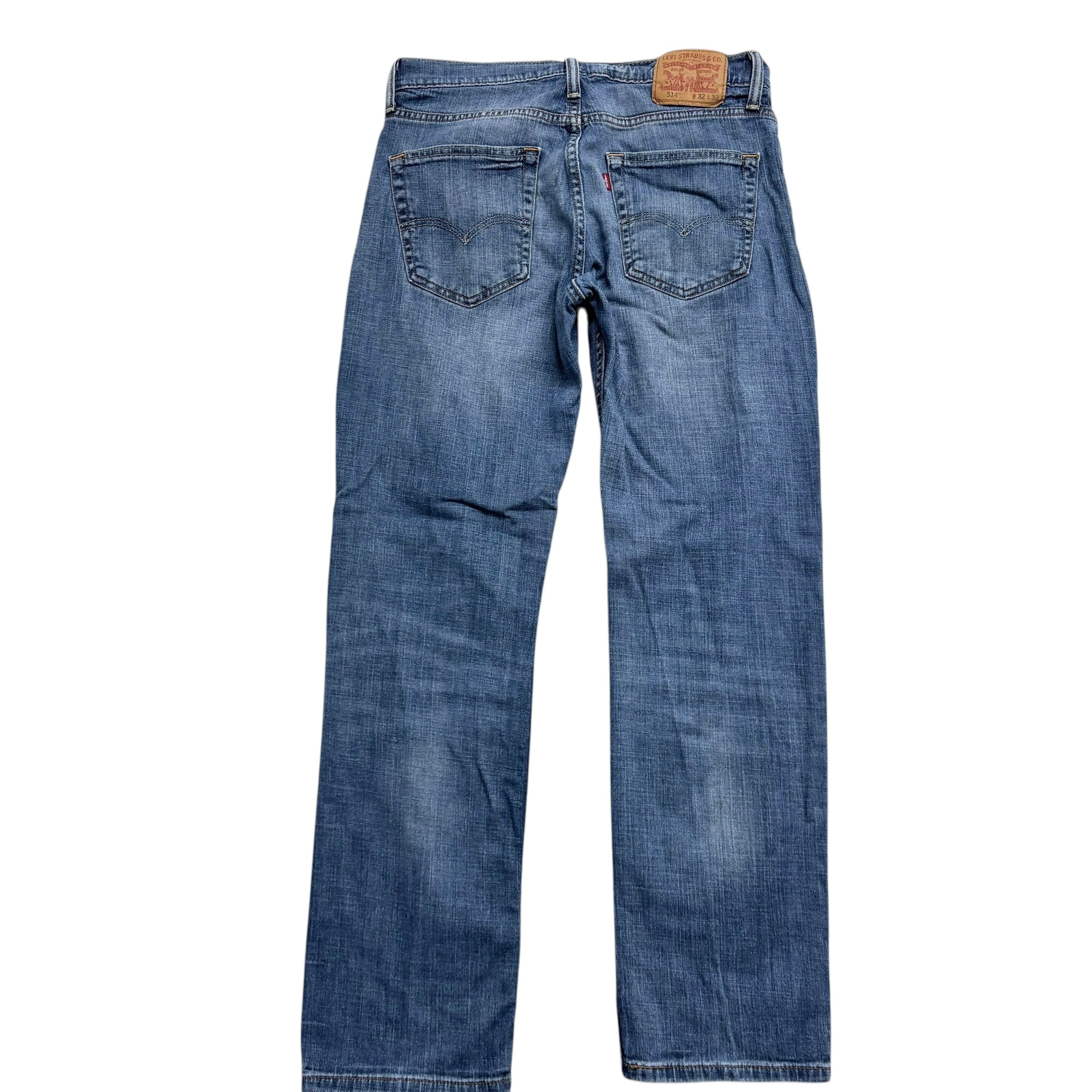 Levis 514 Jeans W32 L32 Mens Mid Blue Regular Straight Fit Stretch Denim