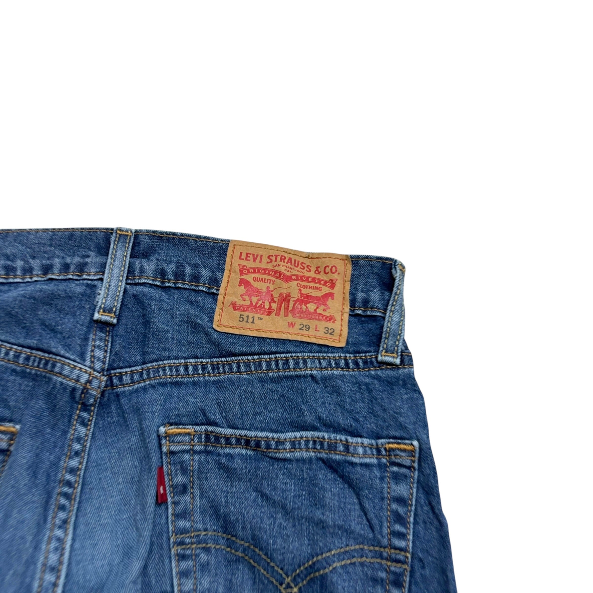 Levis 511 Jeans W29 L32 Mens Mid Blue Slim Fit Stretch Denim (E)