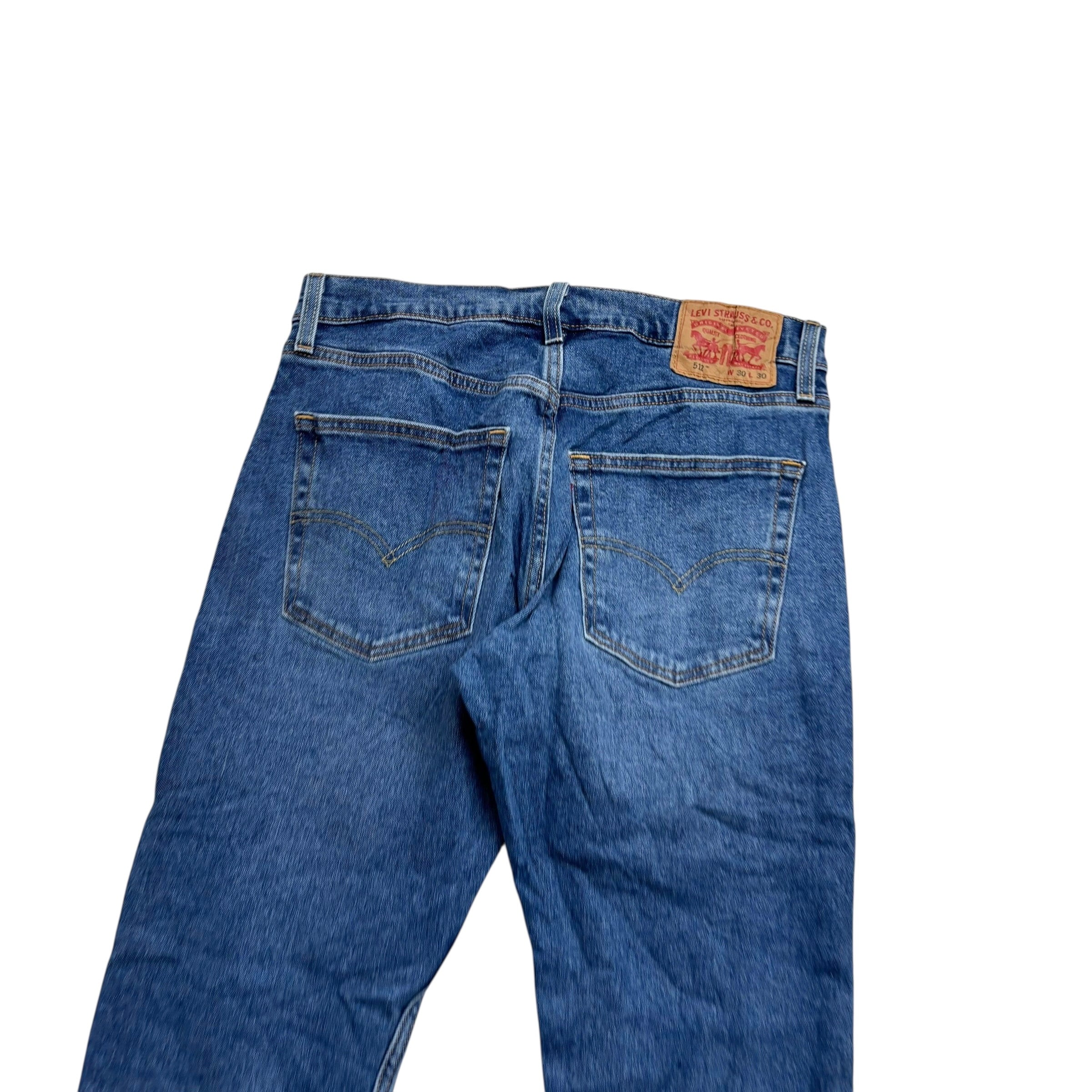 Levis 512 Jeans W30 L30 Mens Mid Blue Slim Tapered Fit Stretch Denim (E)