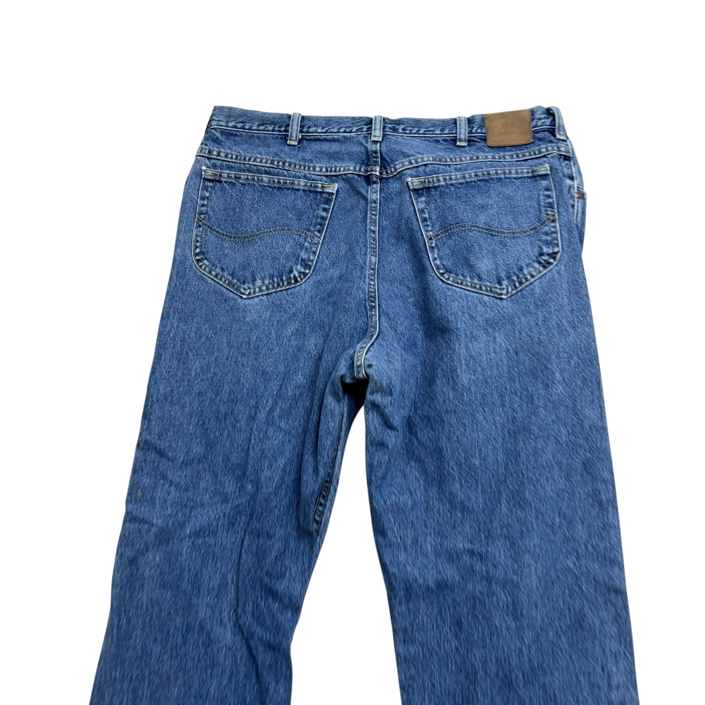 Lee Jeans W36 L32 Mens Mid Blue Regular Straight Fit Vintage Denim