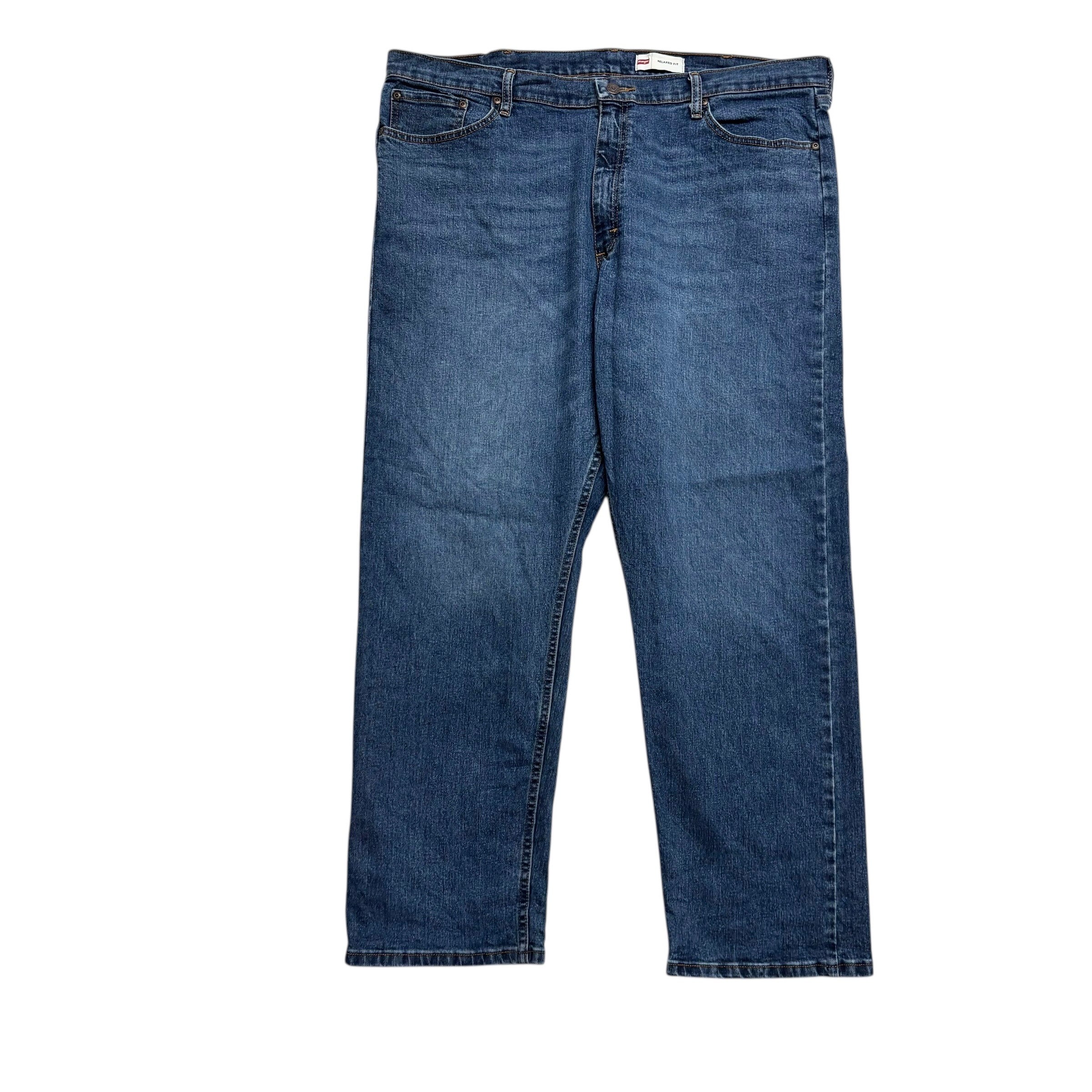 Wrangler Jeans W42 L30 Mens Mid Blue Relaxed Straight Fit Stretch Denim (E)