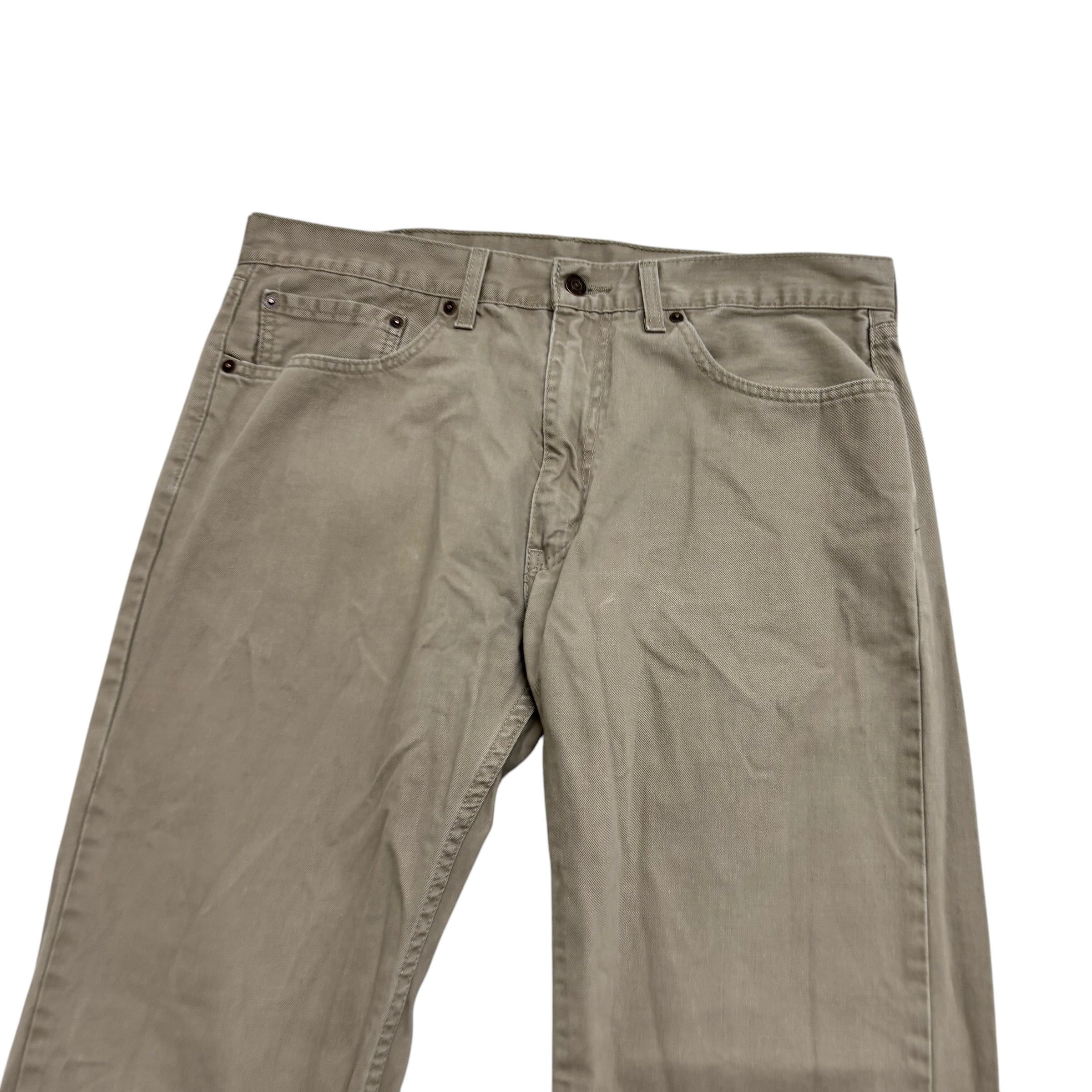 Levis 505 Trousers W36 L32 Mens Beige Regular Straight Fit Cotton Pants (E)