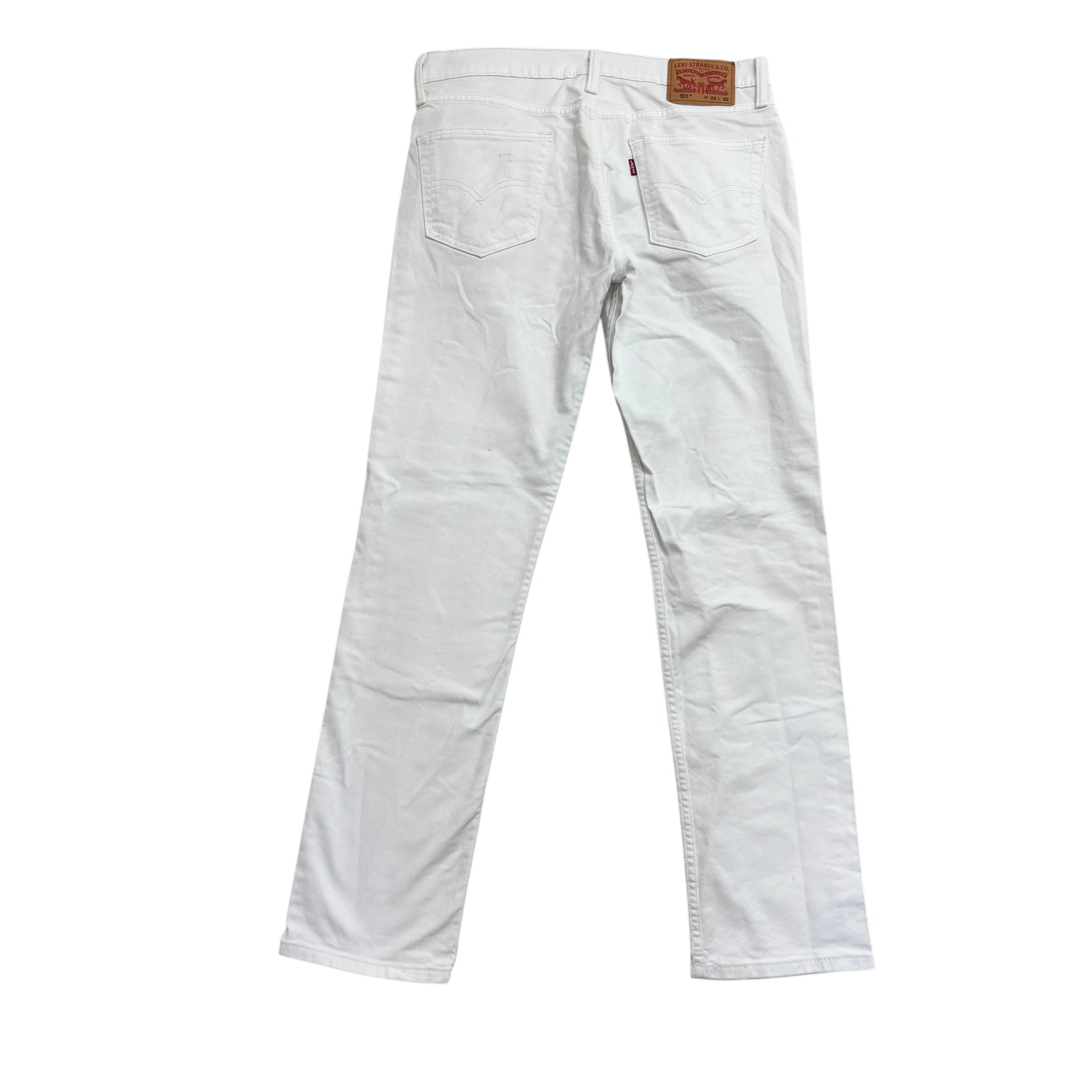 Levis 511 Jeans W33 L32 Mens White Slim Fit Stretch Denim