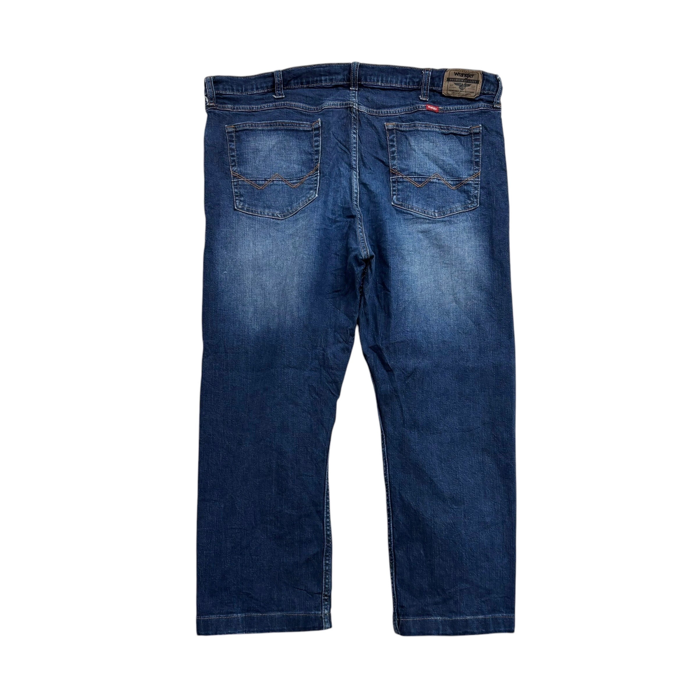 Wrangler Jeans W42 L25 Mens Mid Blue Slim Straight Fit Stretch Denim (E)