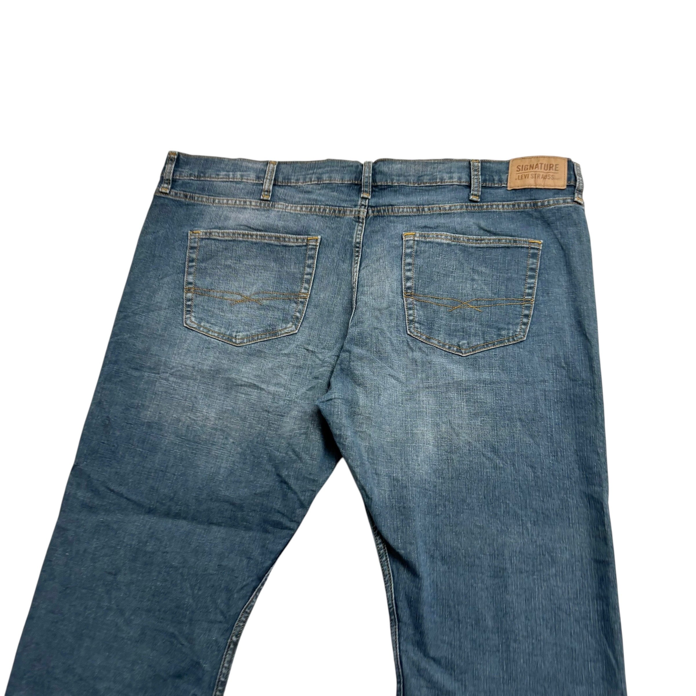 Levis Signature Jeans W46 L30 Mens Dark Blue Regular Straight Stretch Denim (E)
