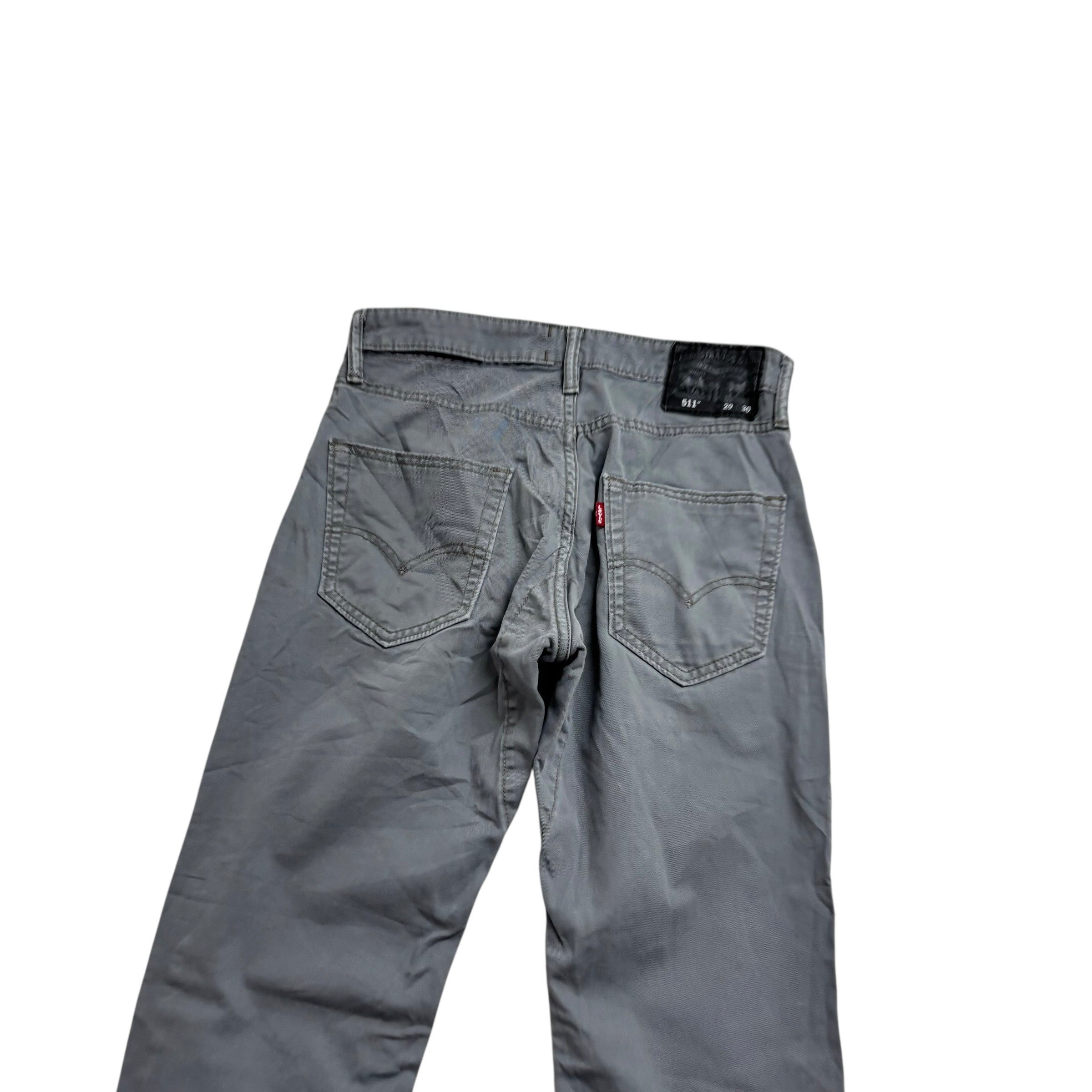 Levis 511 Commuter Trousers W29 L30 Mens Grey Slim Fit Stretch Pants (E)