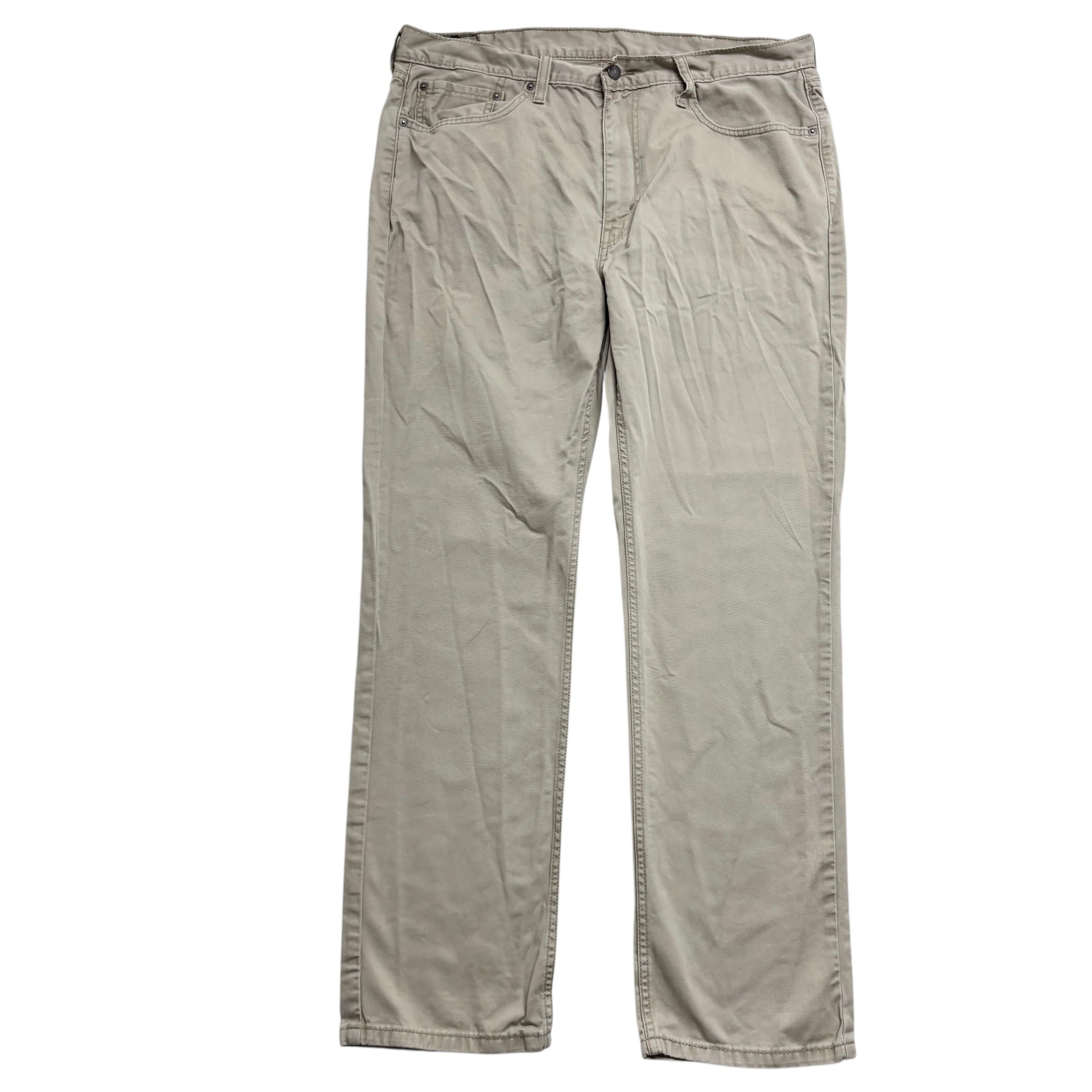 Levis 514 Trousers W38 L32 Mens Cream Regular Straight Fit Cotton Pants (E)