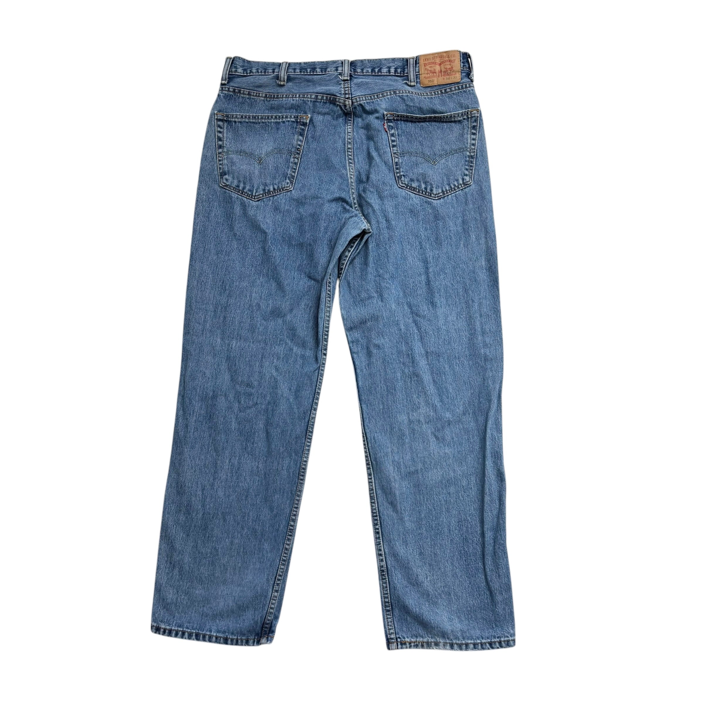 Levis 550 Jeans W38 L32 Mens Mid Blue Baggy Relaxed Straight Fit Denim (E)