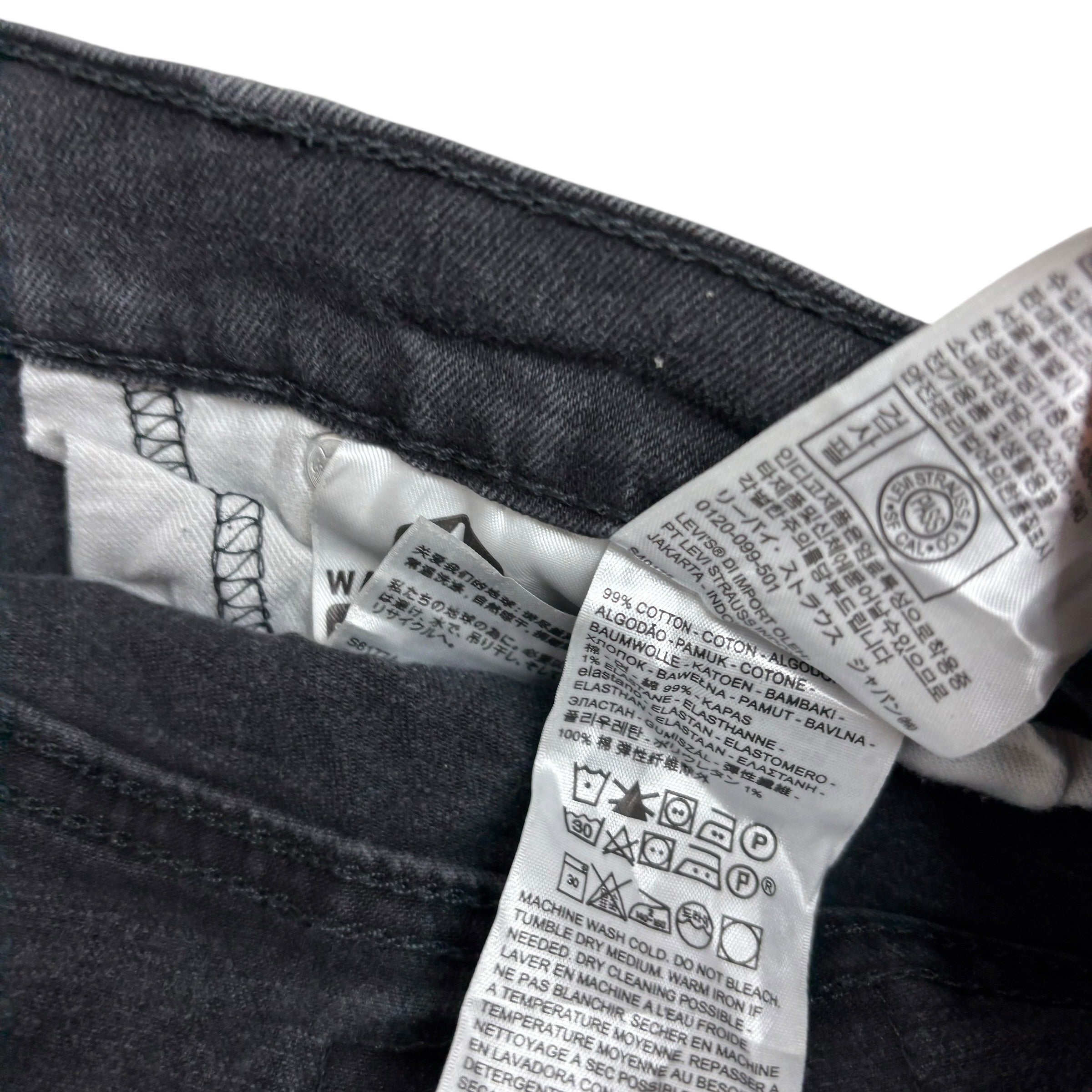 Levis 511 Jeans W32 L34 Mens Black Slim Fit Stretch Denim (E)