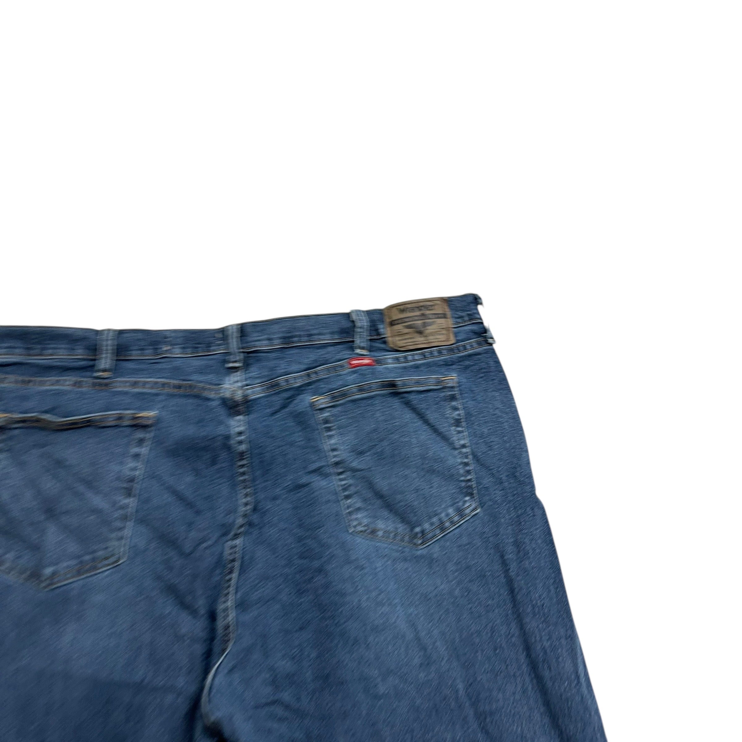 Wrangler Jeans W44 L30 Mens Mid Blue Relaxed Straight Fit Stretch Denim (E)