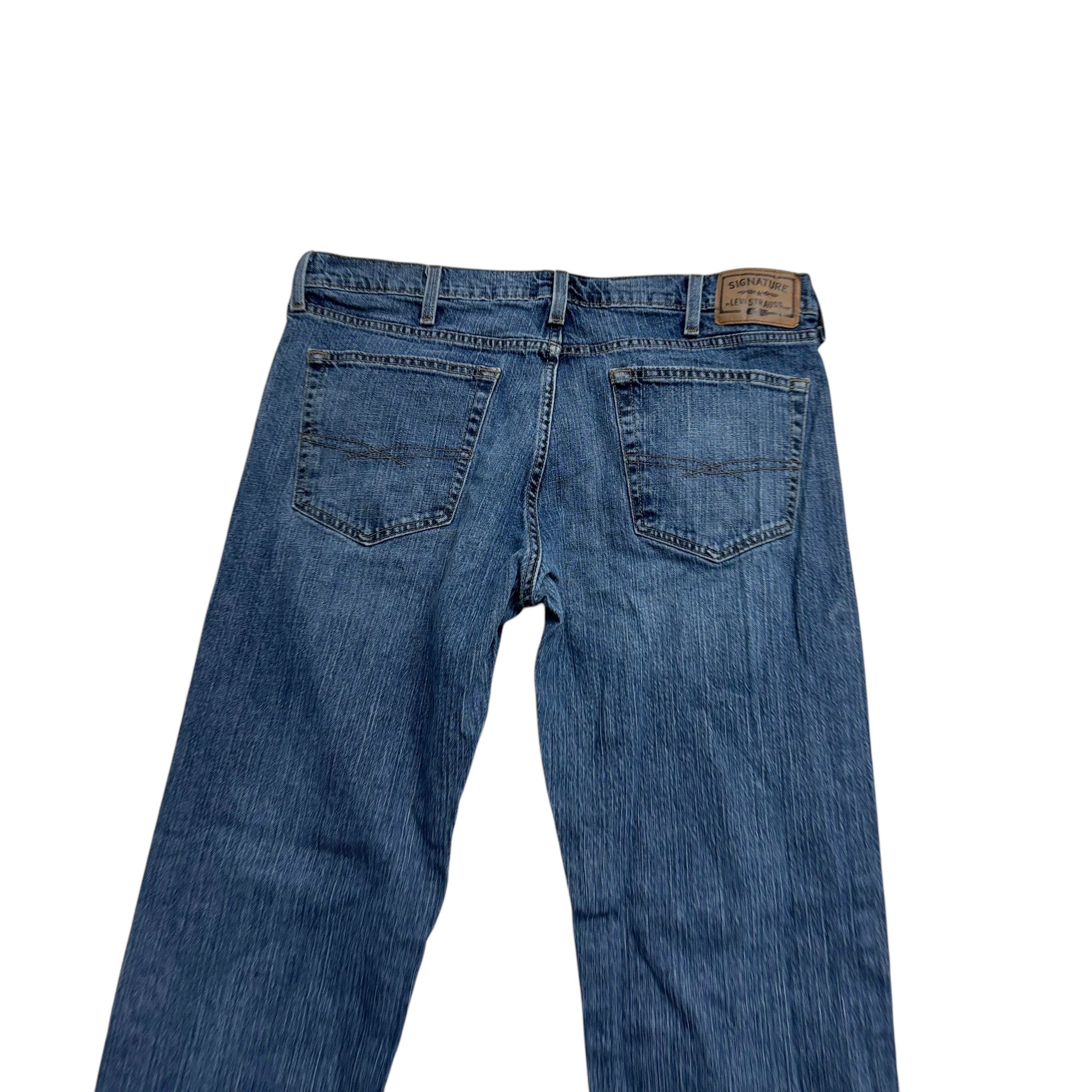 Levis Signature Jeans W38 L31 Mens Mid Blue Relaxed Straight Stretch Denim (F)