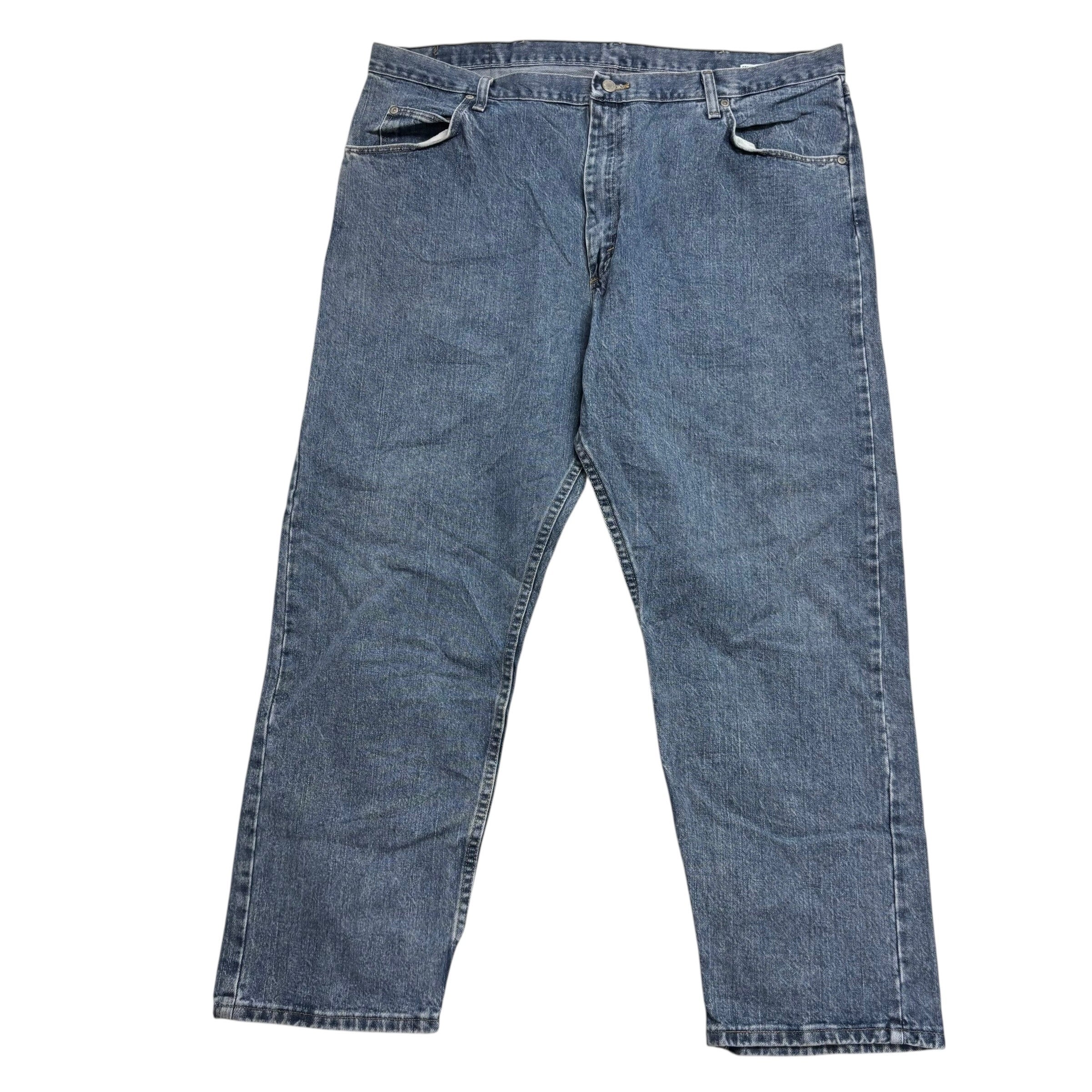Wrangler Jeans W42 L30 Mens Mid Blue Relaxed Straight Fit Vintage Denim (E)