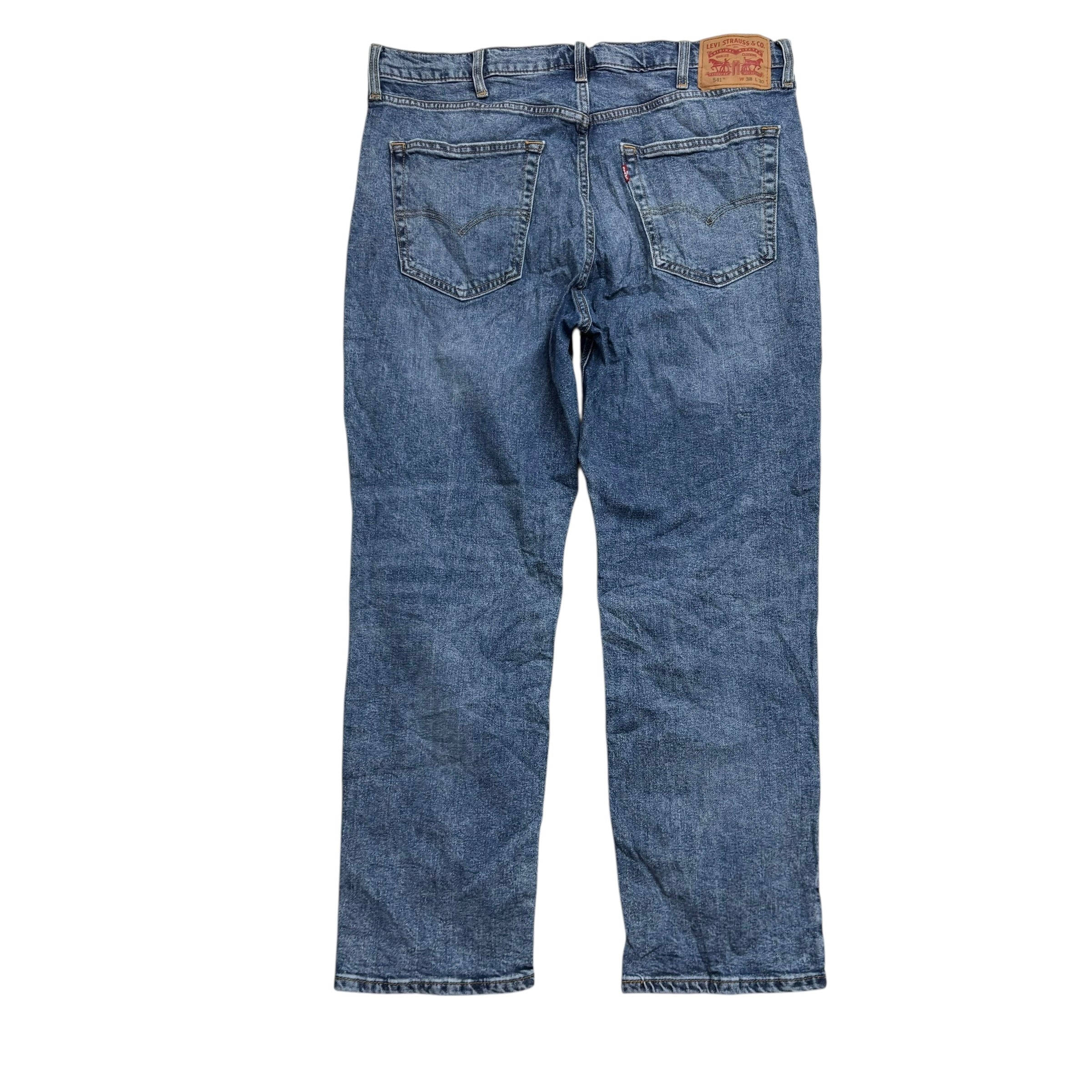 Levis 541 Jeans W38 L30 Mens Mid Blue Athletic Tapered Fit Stretch Denim (E)