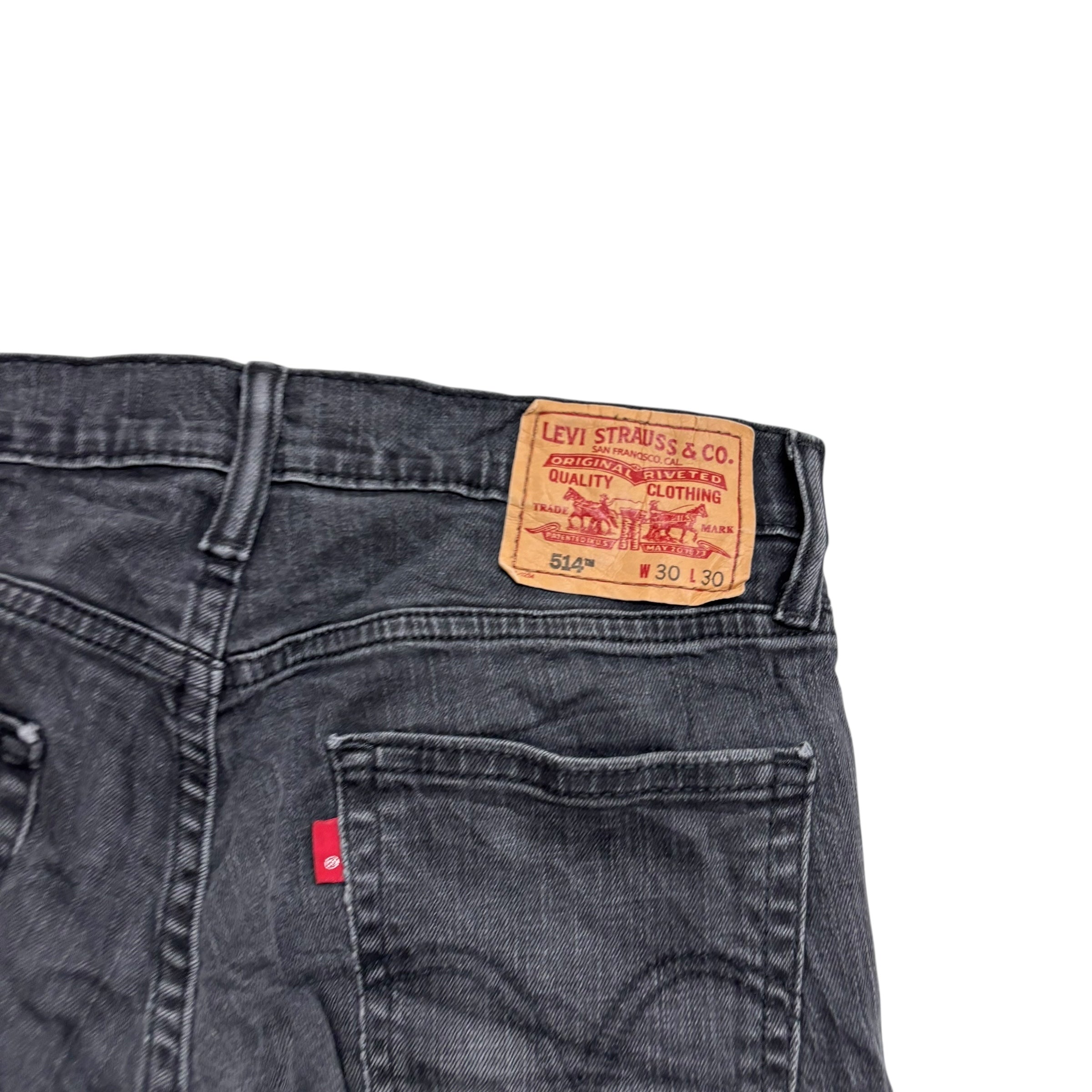 Levis 514 Jeans W30 L30 Mens Black Slim Straight Fit Stretch Vintage Denim